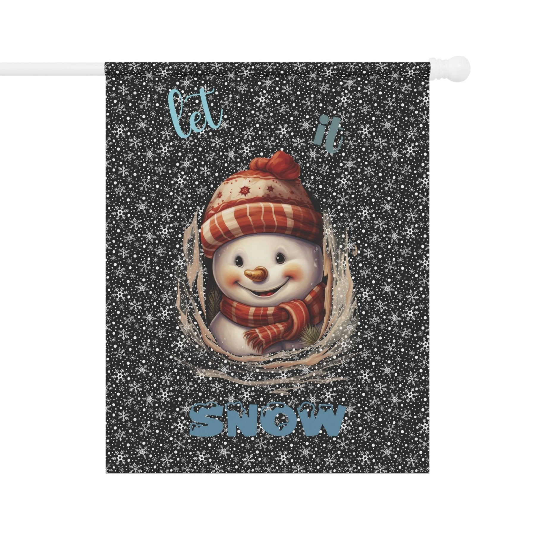 Garden Flag, Lawn Flag, House Flag, Home Flag, Winter Flag, Let it Snow, Black, Snowman 3 - Janlyn's Crafts