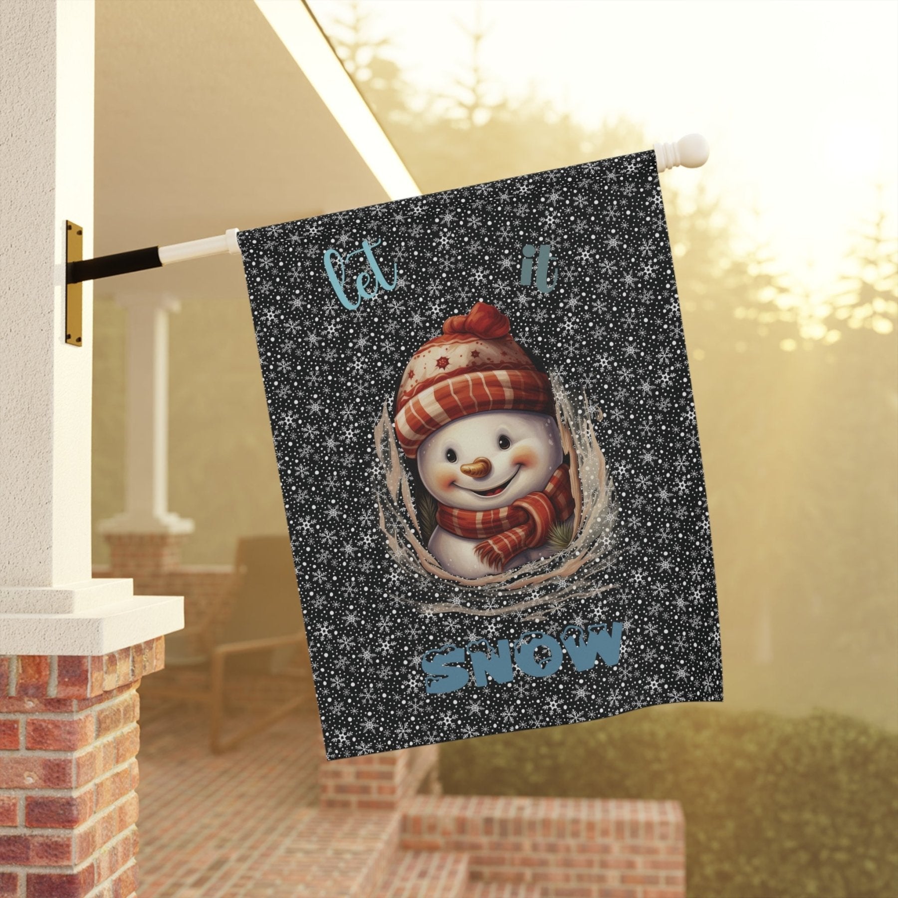 Garden Flag, Lawn Flag, House Flag, Home Flag, Winter Flag, Let it Snow, Black, Snowman 3 - Janlyn's Crafts