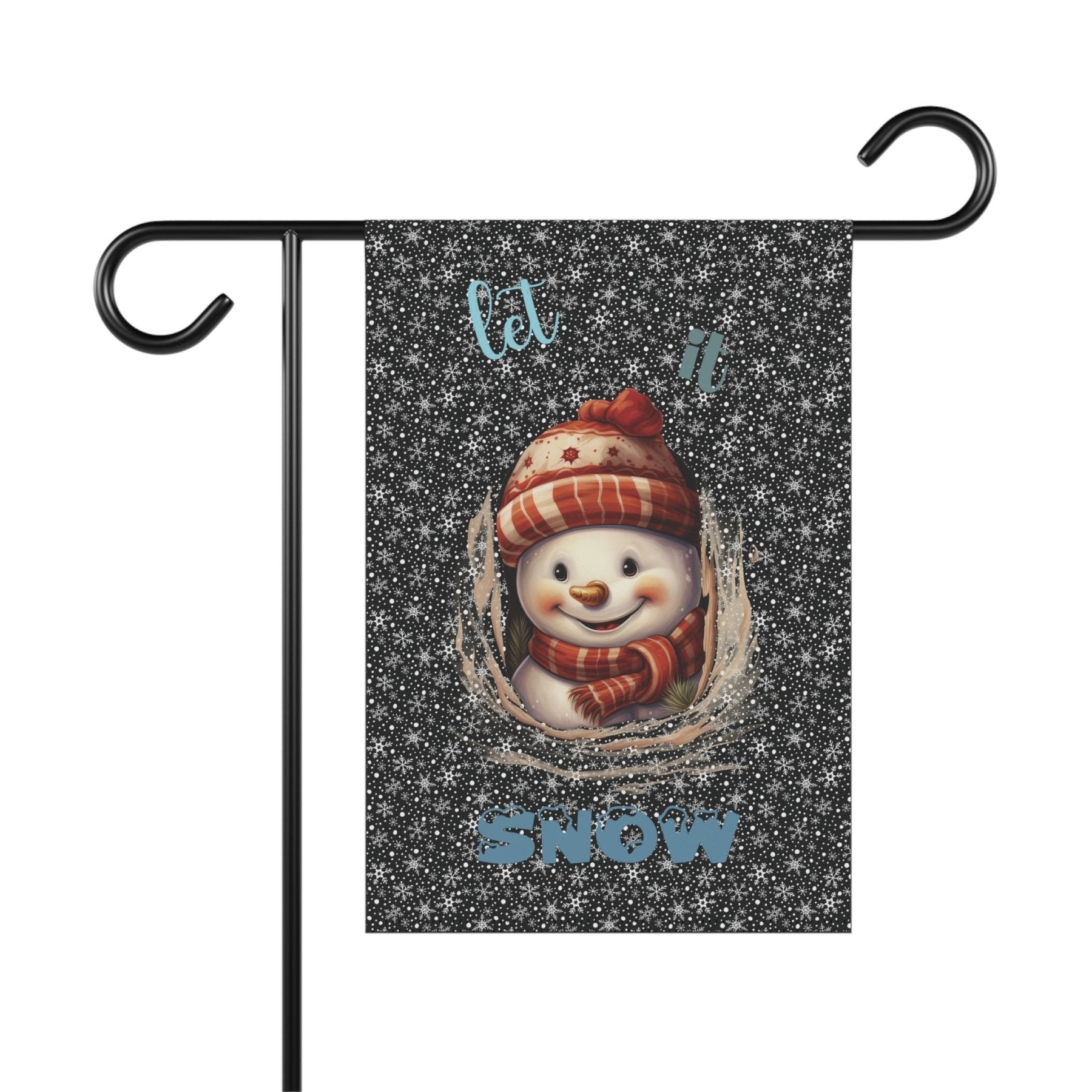 Garden Flag, Lawn Flag, House Flag, Home Flag, Winter Flag, Let it Snow, Black, Snowman 3 - Janlyn's Crafts