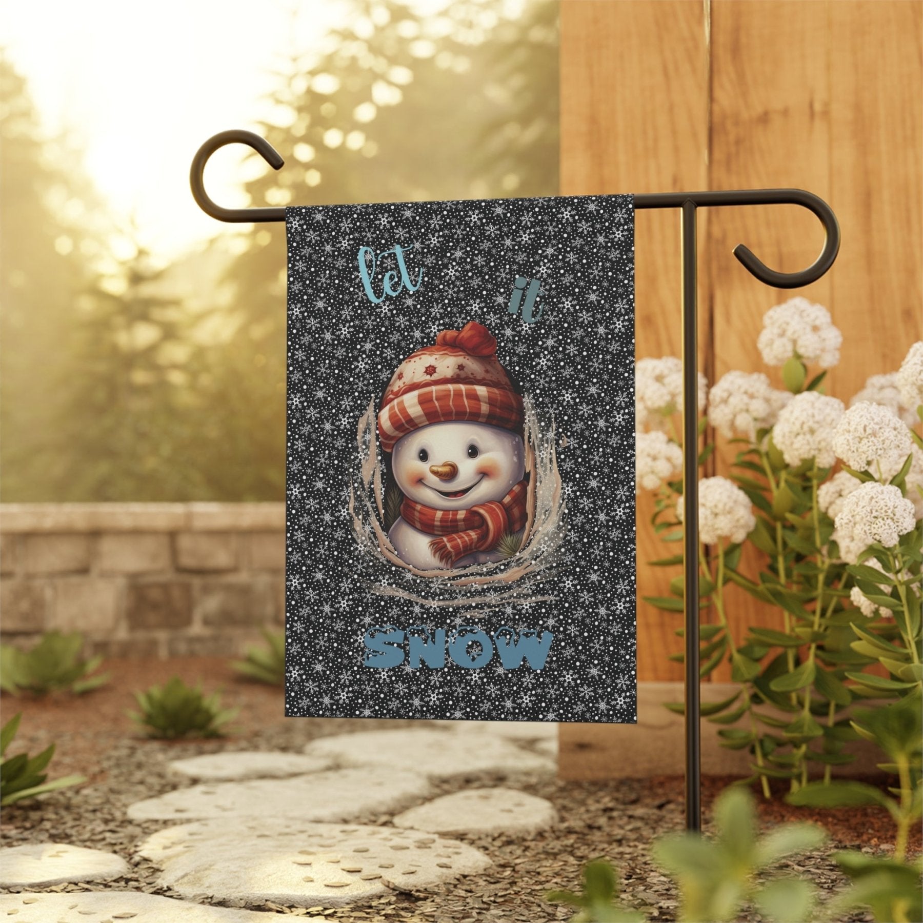 Garden Flag, Lawn Flag, House Flag, Home Flag, Winter Flag, Let it Snow, Black, Snowman 3 - Janlyn's Crafts