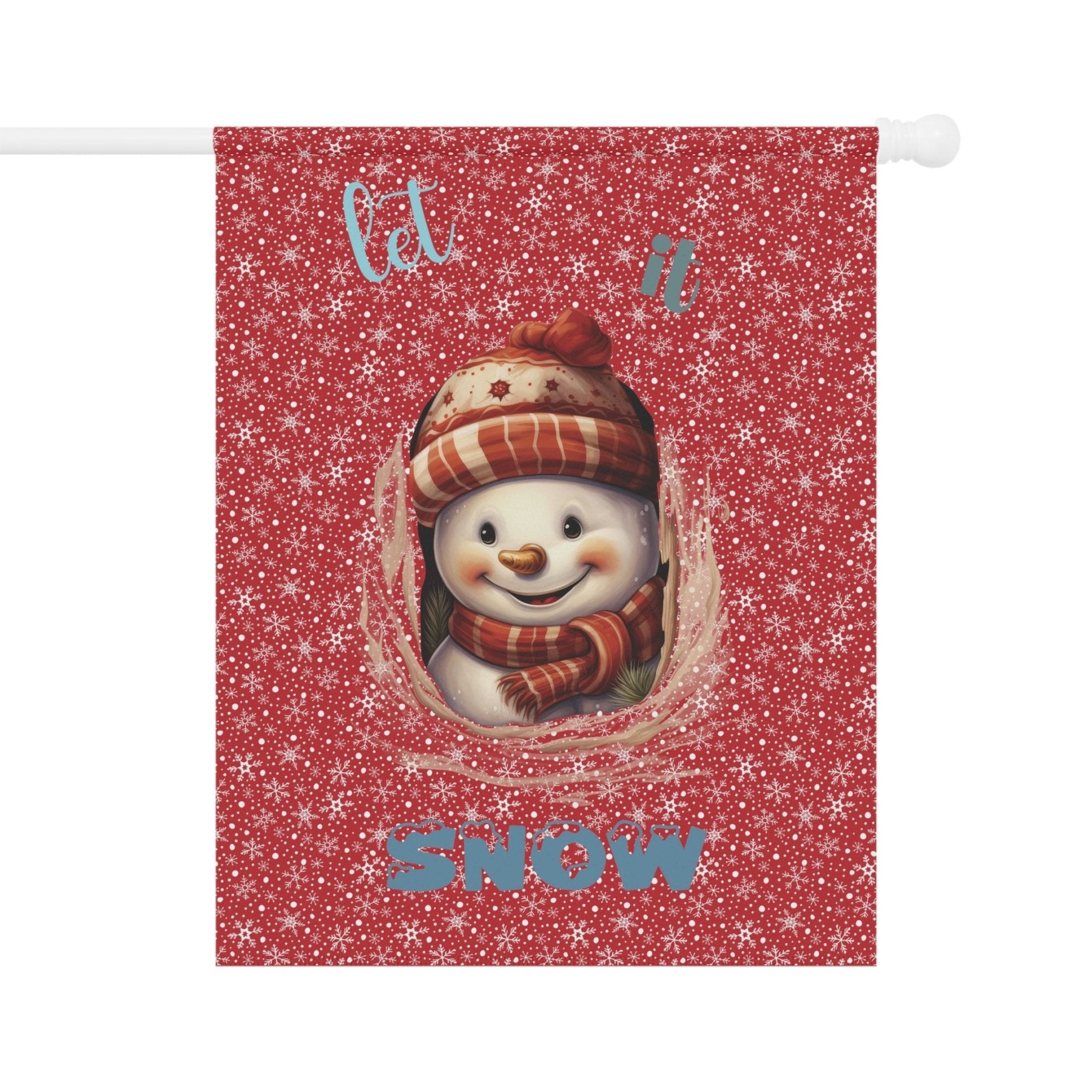 Garden Flag, Lawn Flag, House Flag, Home Flag, Winter Flag, Let it Snow, Dark Red, Snowman 3 - Janlyn's Crafts