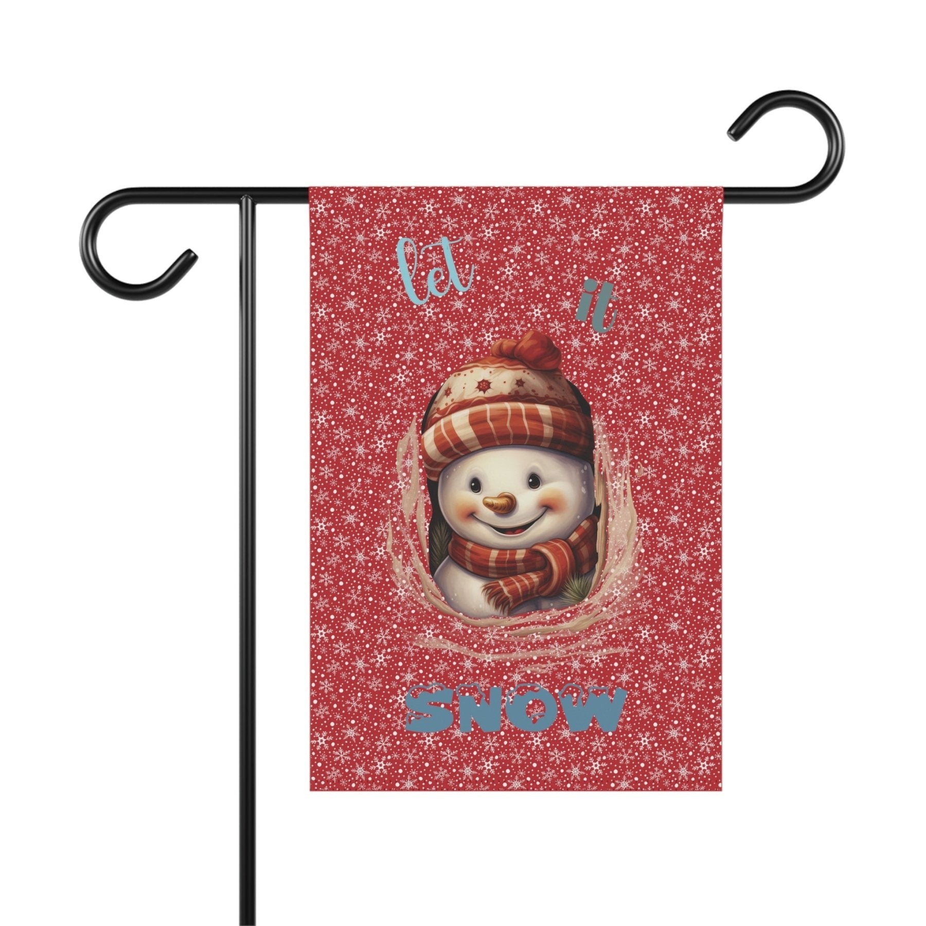 Garden Flag, Lawn Flag, House Flag, Home Flag, Winter Flag, Let it Snow, Dark Red, Snowman 3 - Janlyn's Crafts