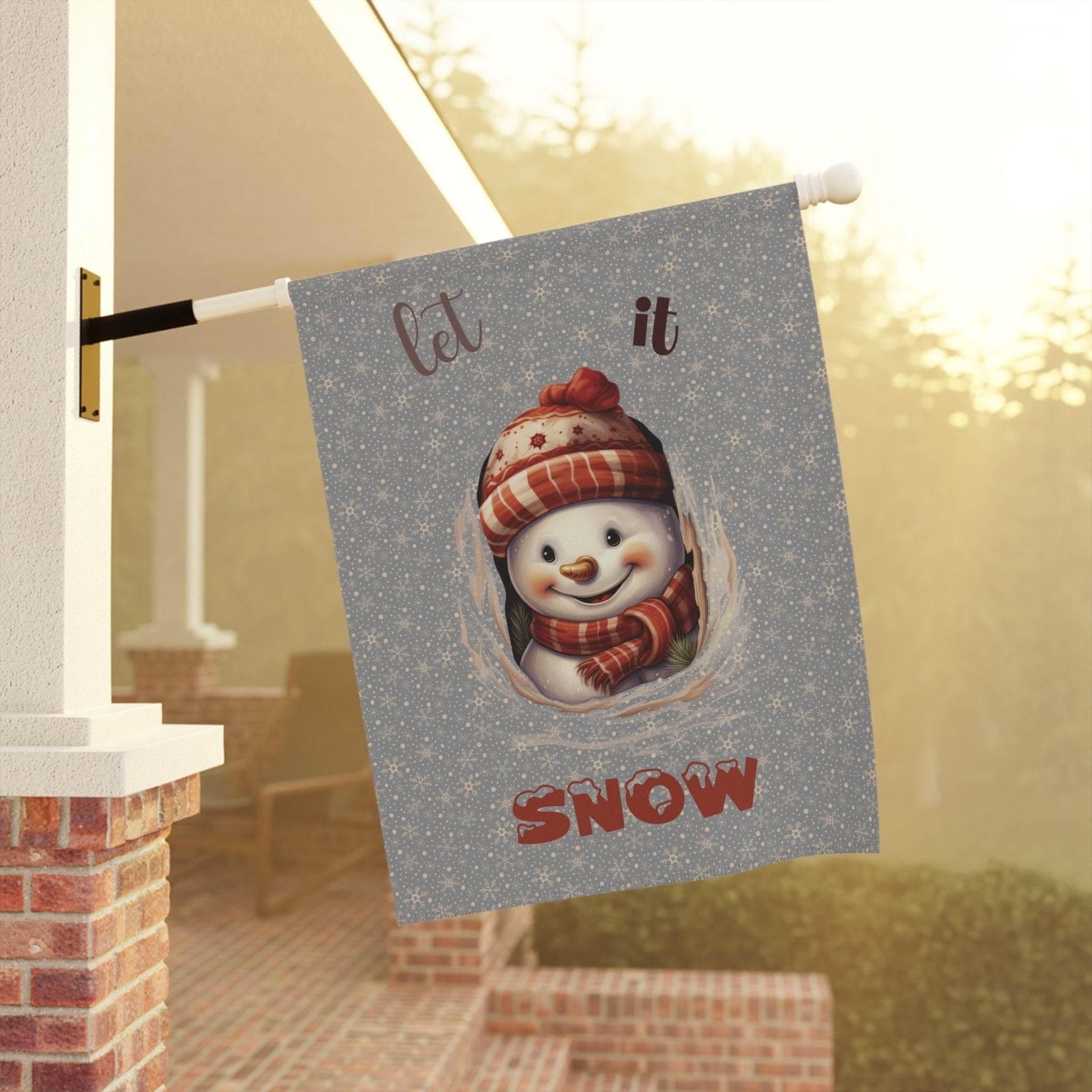 Garden Flag, Lawn Flag, House Flag, Home Flag, Winter Flag, Let it Snow, Gray, Snowman 3 - Janlyn's Crafts