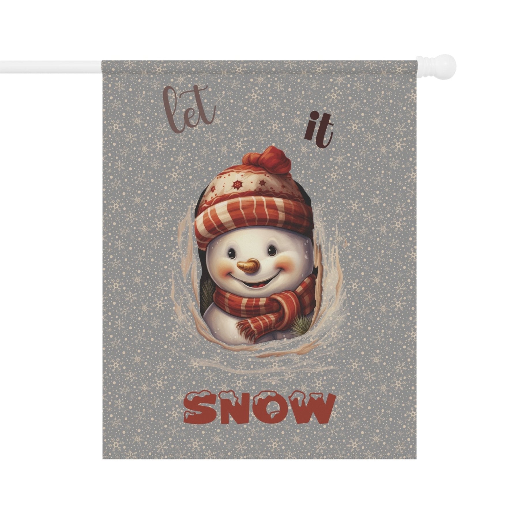 Garden Flag, Lawn Flag, House Flag, Home Flag, Winter Flag, Let it Snow, Gray, Snowman 3 - Janlyn's Crafts