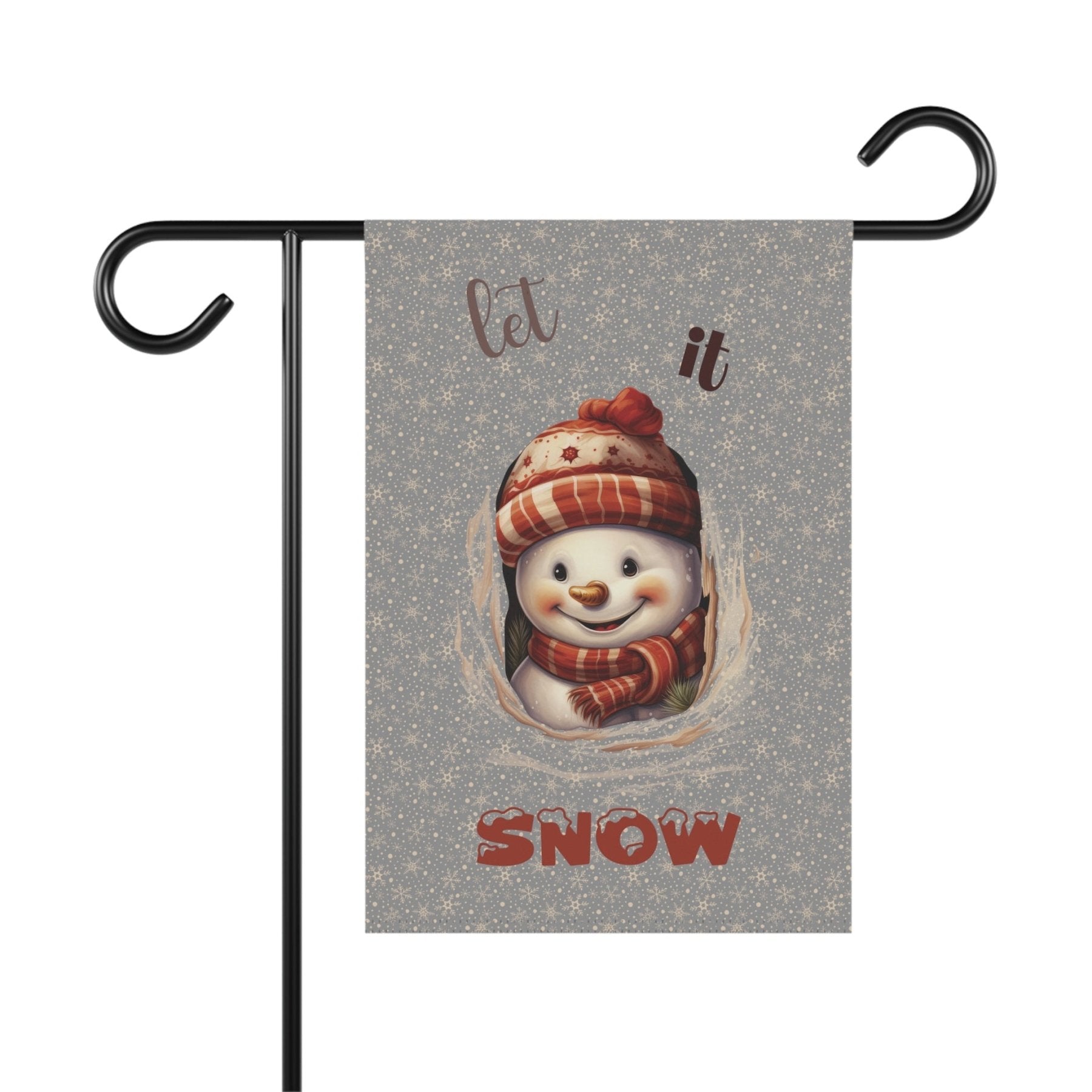 Garden Flag, Lawn Flag, House Flag, Home Flag, Winter Flag, Let it Snow, Gray, Snowman 3 - Janlyn's Crafts