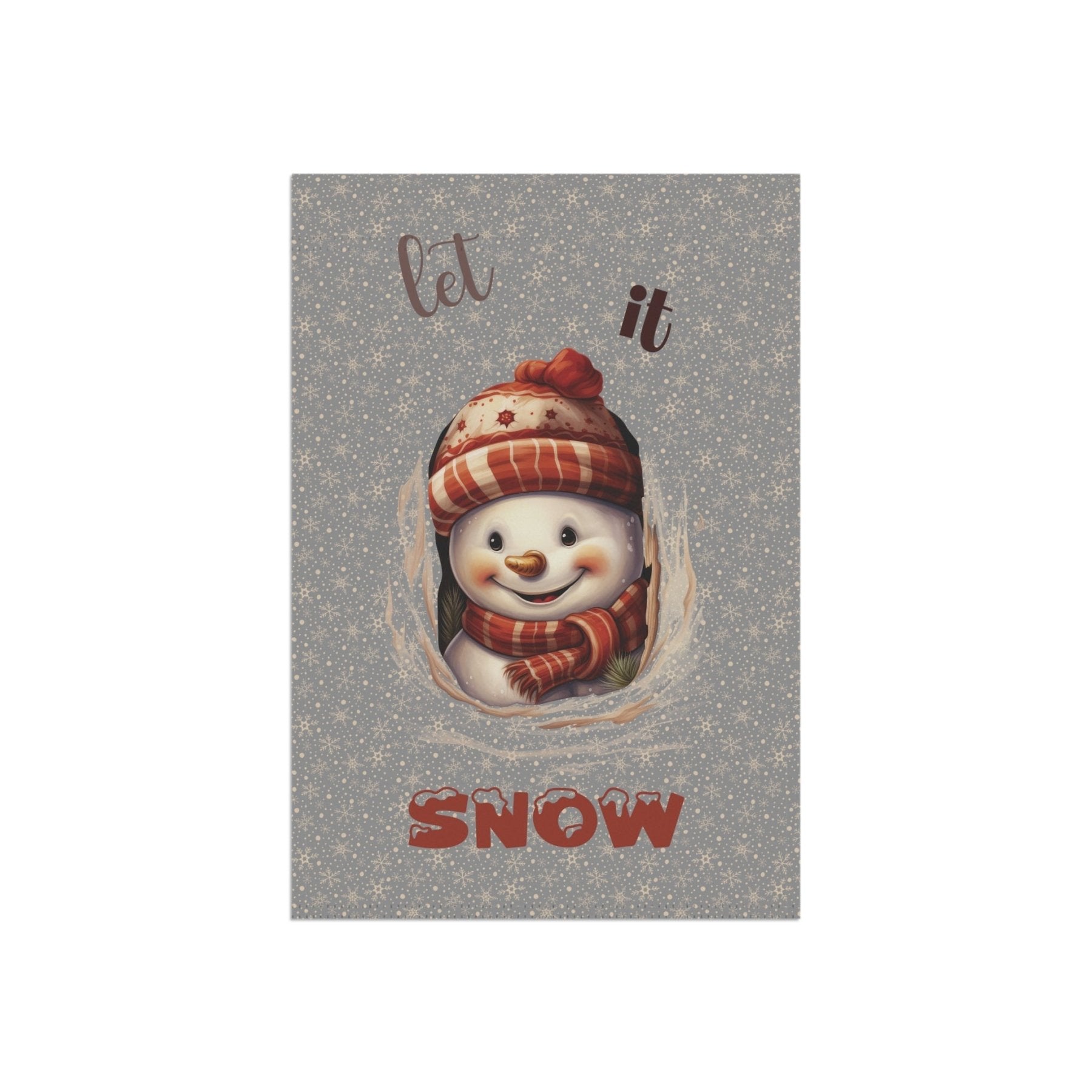 Garden Flag, Lawn Flag, House Flag, Home Flag, Winter Flag, Let it Snow, Gray, Snowman 3 - Janlyn's Crafts