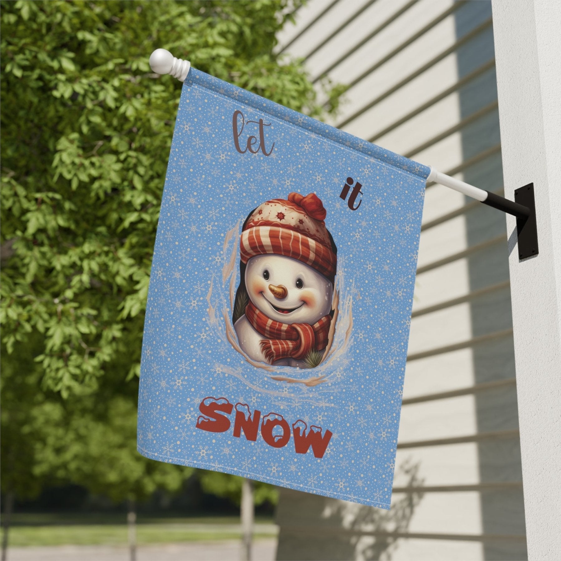 Garden Flag, Lawn Flag, House Flag, Home Flag, Winter Flag, Let it Snow, Light Blue, Snowman 3 - Janlyn's Crafts