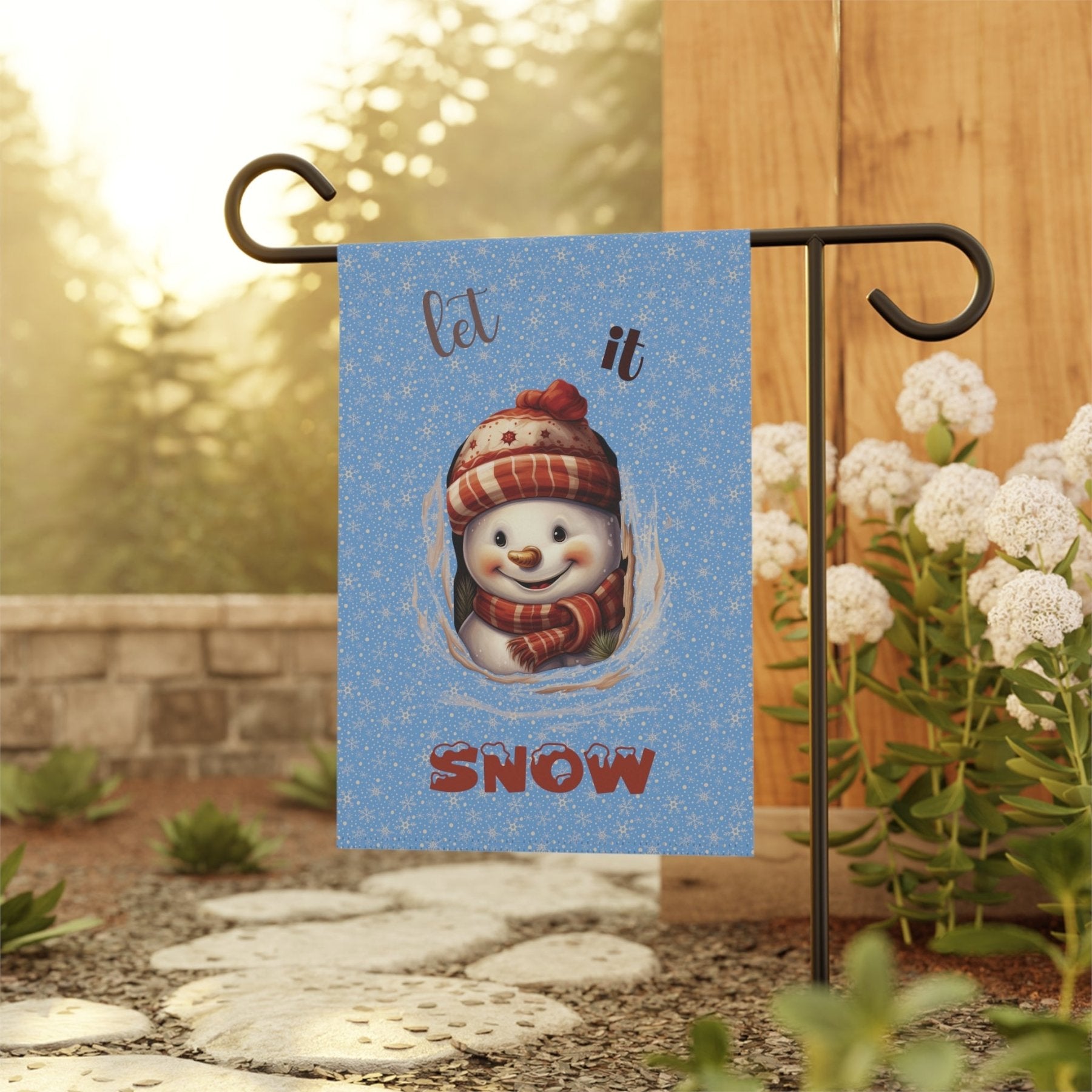 Garden Flag, Lawn Flag, House Flag, Home Flag, Winter Flag, Let it Snow, Light Blue, Snowman 3 - Janlyn's Crafts