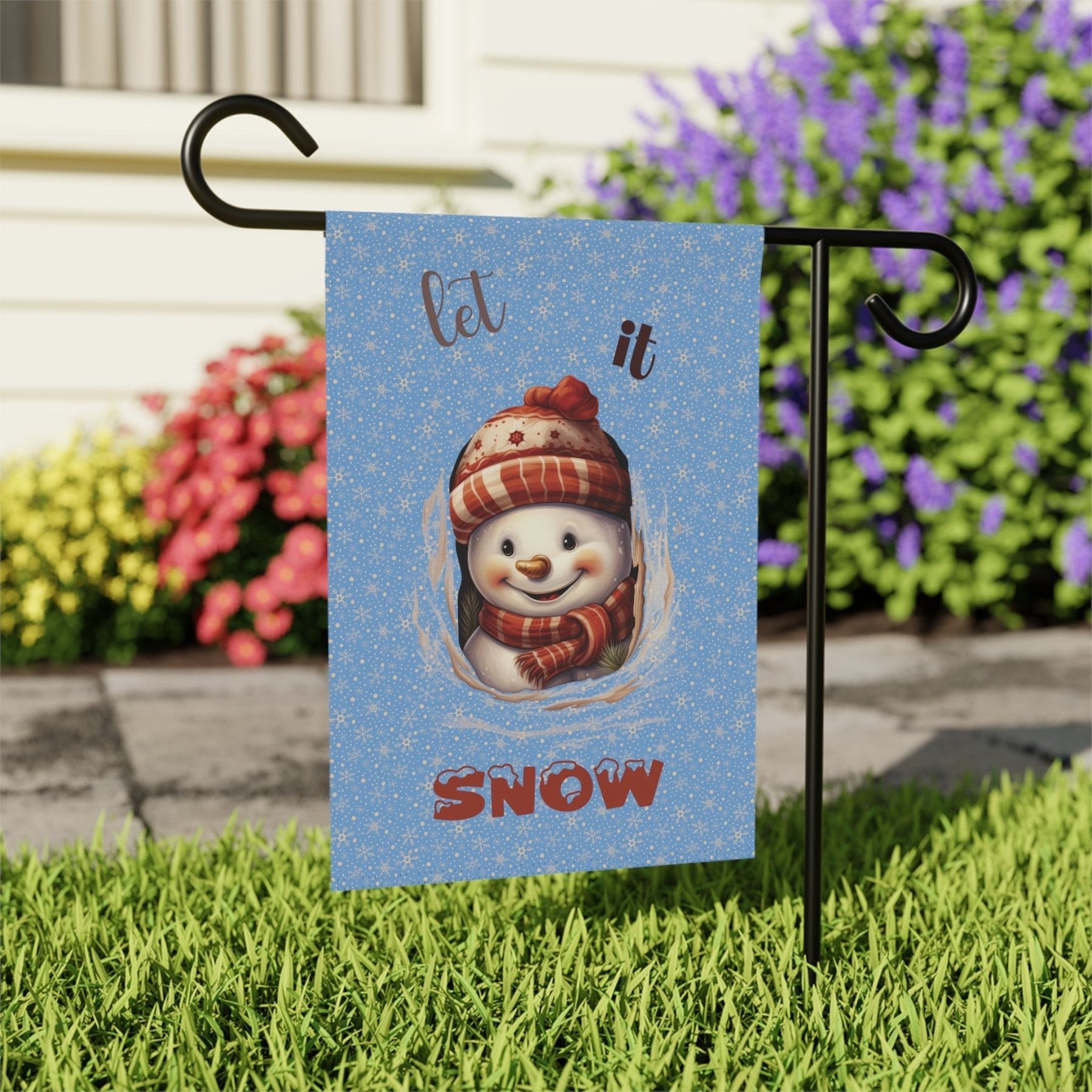 Garden Flag, Lawn Flag, House Flag, Home Flag, Winter Flag, Let it Snow, Light Blue, Snowman 3 - Janlyn's Crafts