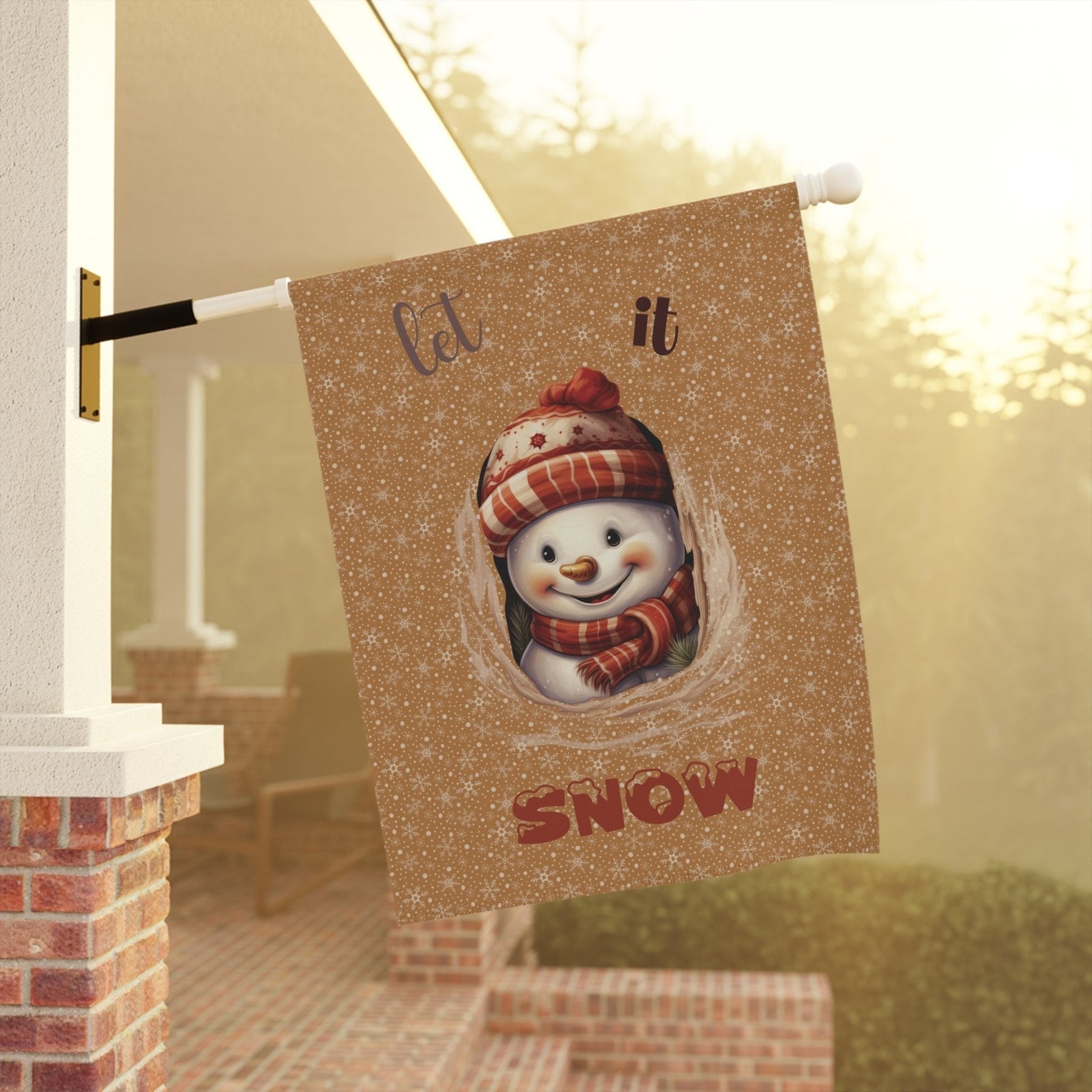 Garden Flag, Lawn Flag, House Flag, Home Flag, Winter Flag, Let it Snow, Light Brown, Snowman 3 - Janlyn's Crafts