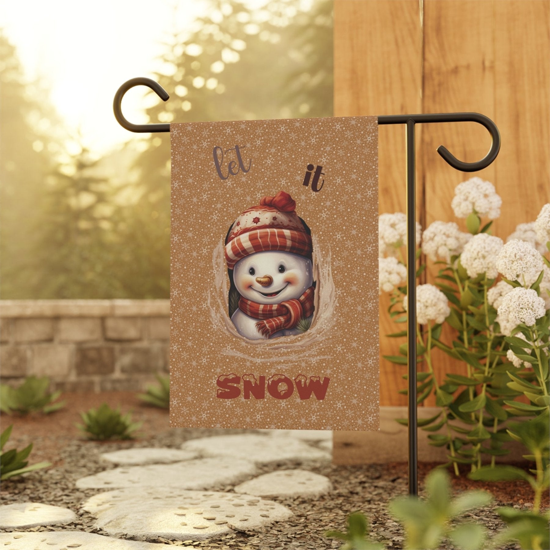 Garden Flag, Lawn Flag, House Flag, Home Flag, Winter Flag, Let it Snow, Light Brown, Snowman 3 - Janlyn's Crafts