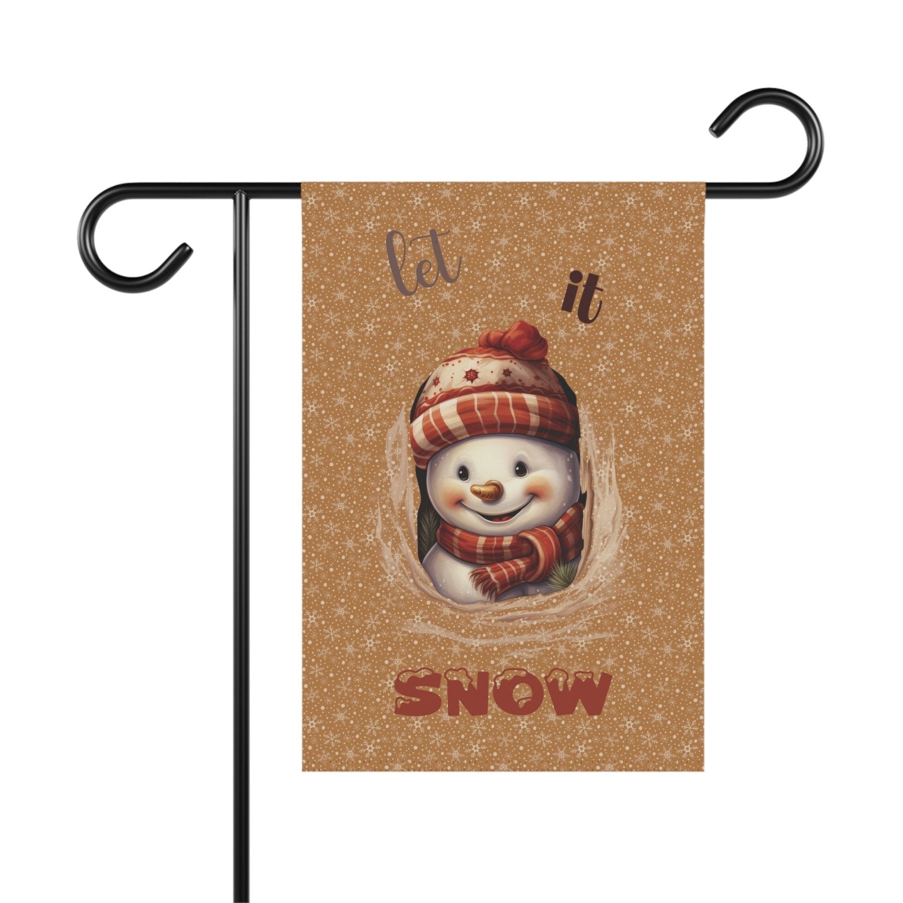 Garden Flag, Lawn Flag, House Flag, Home Flag, Winter Flag, Let it Snow, Light Brown, Snowman 3 - Janlyn's Crafts