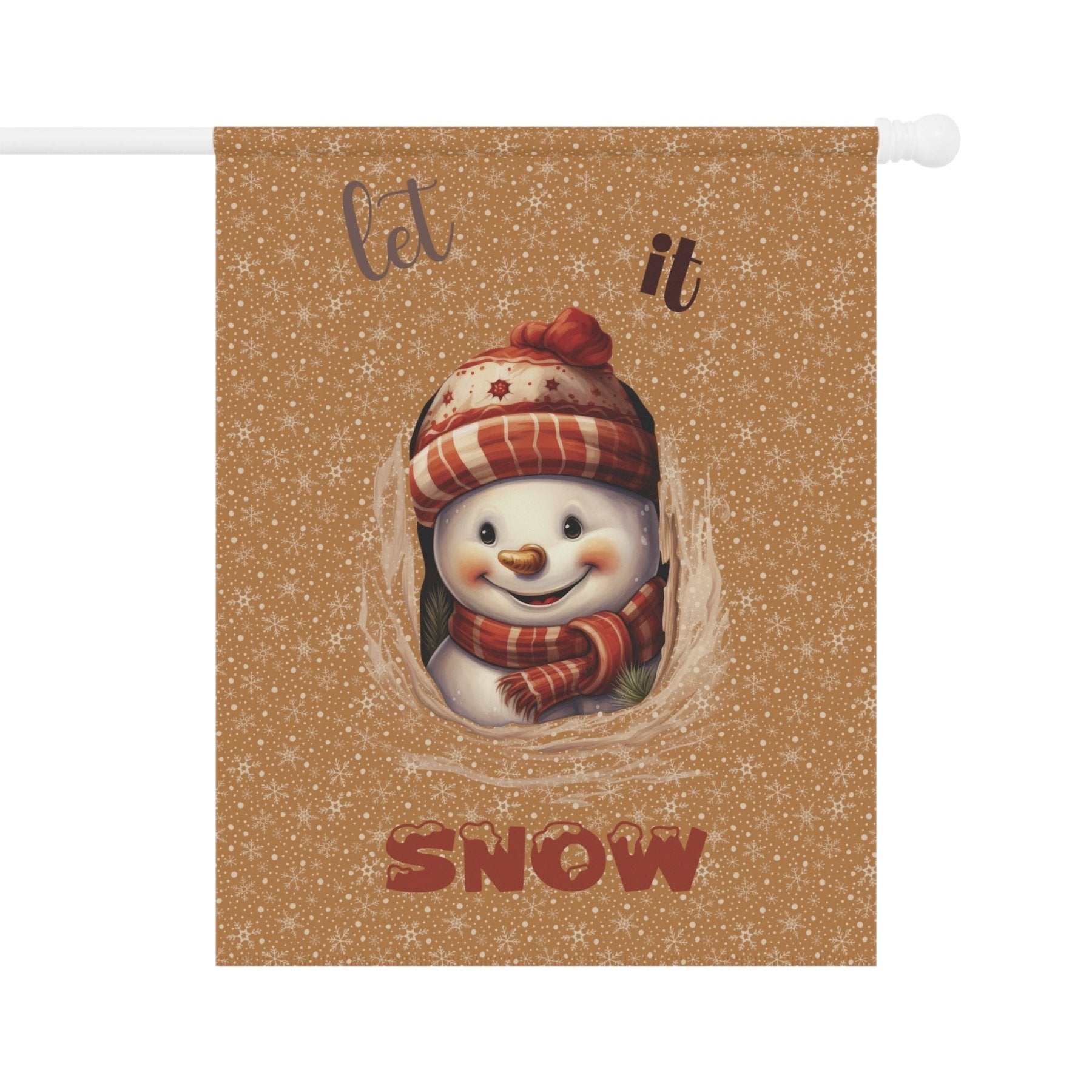 Garden Flag, Lawn Flag, House Flag, Home Flag, Winter Flag, Let it Snow, Light Brown, Snowman 3 - Janlyn's Crafts