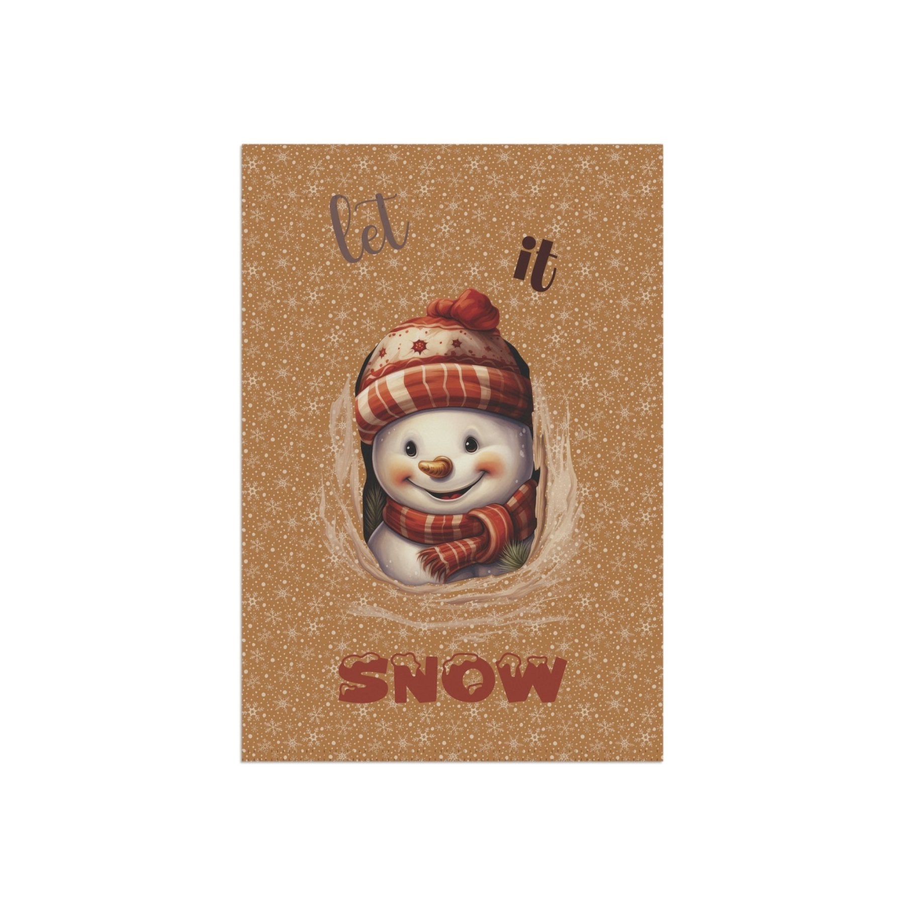 Garden Flag, Lawn Flag, House Flag, Home Flag, Winter Flag, Let it Snow, Light Brown, Snowman 3 - Janlyn's Crafts