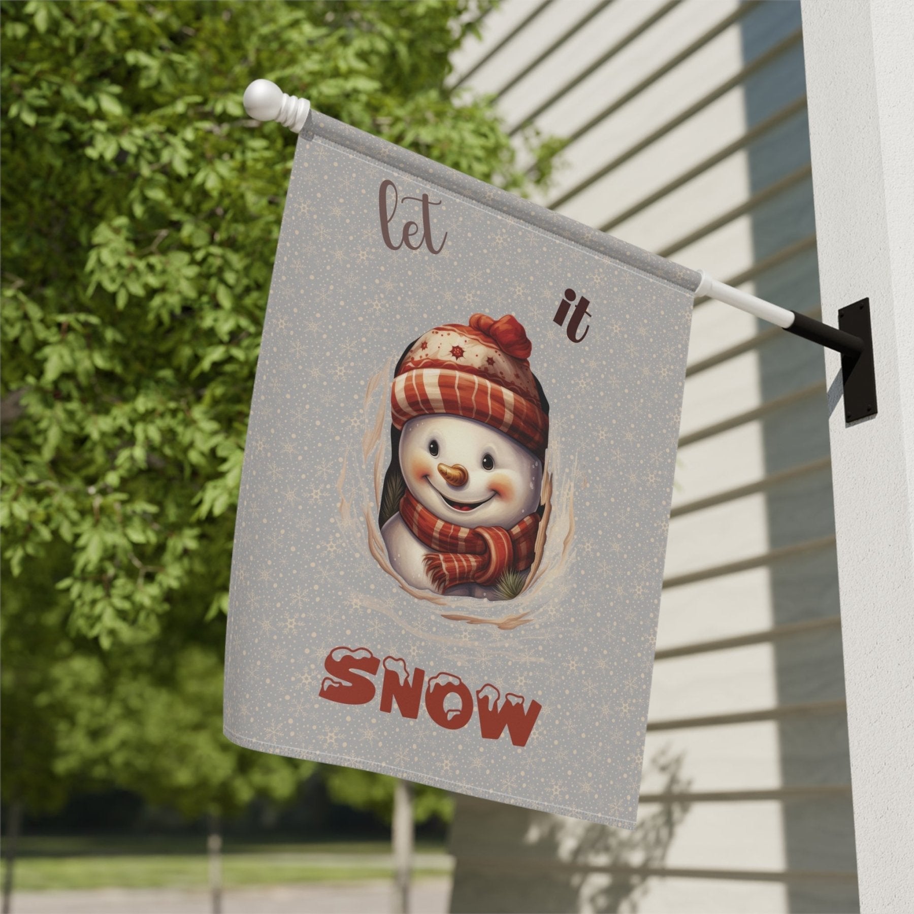 Garden Flag, Lawn Flag, House Flag, Home Flag, Winter Flag, Let it Snow, Light Gray, Snowman 3 - Janlyn's Crafts