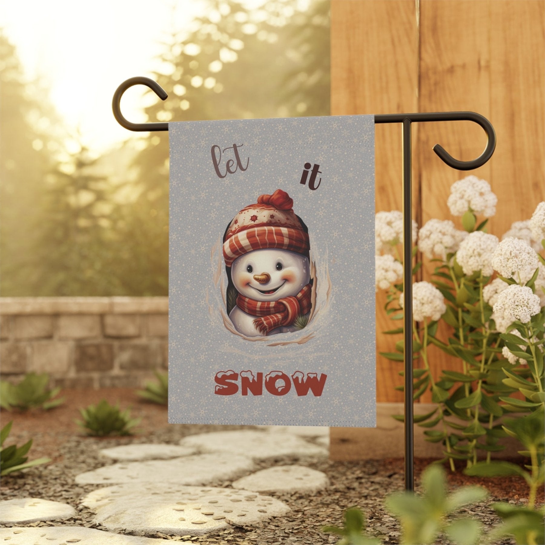 Garden Flag, Lawn Flag, House Flag, Home Flag, Winter Flag, Let it Snow, Light Gray, Snowman 3 - Janlyn's Crafts