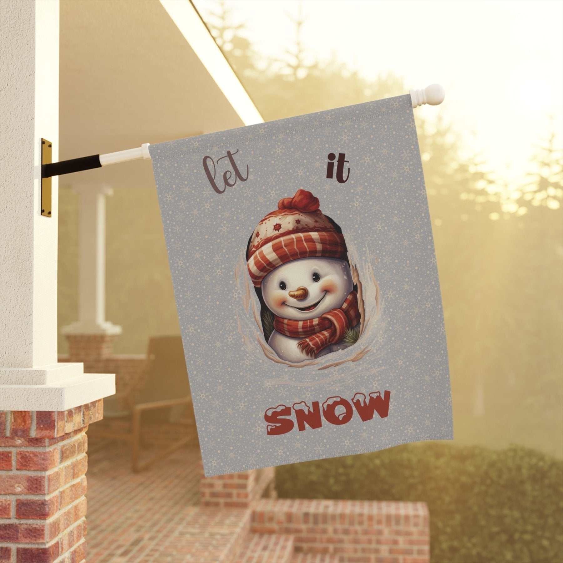 Garden Flag, Lawn Flag, House Flag, Home Flag, Winter Flag, Let it Snow, Light Gray, Snowman 3 - Janlyn's Crafts