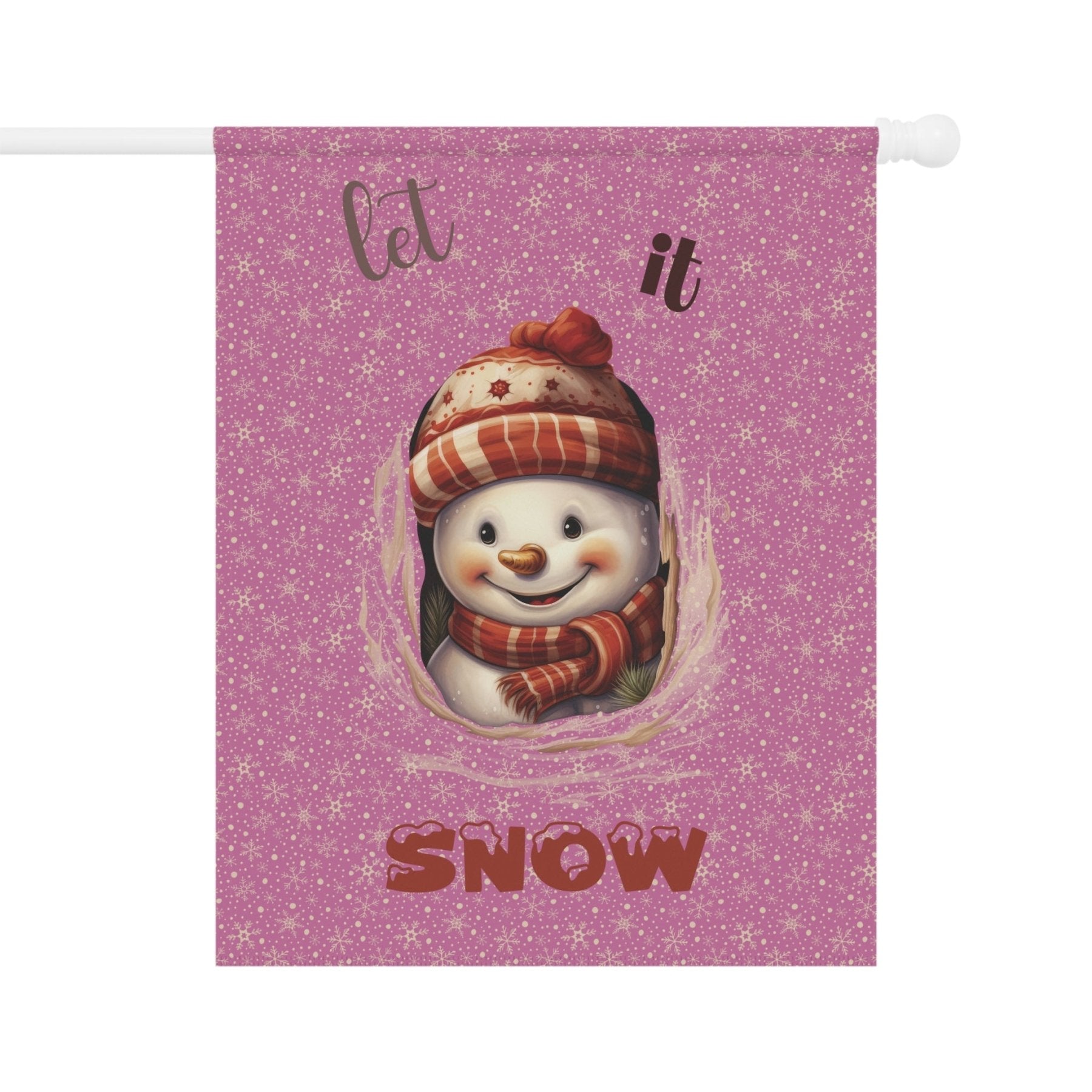 Garden Flag, Lawn Flag, House Flag, Home Flag, Winter Flag, Let it Snow, Light Pink, Snowman 3 - Janlyn's Crafts