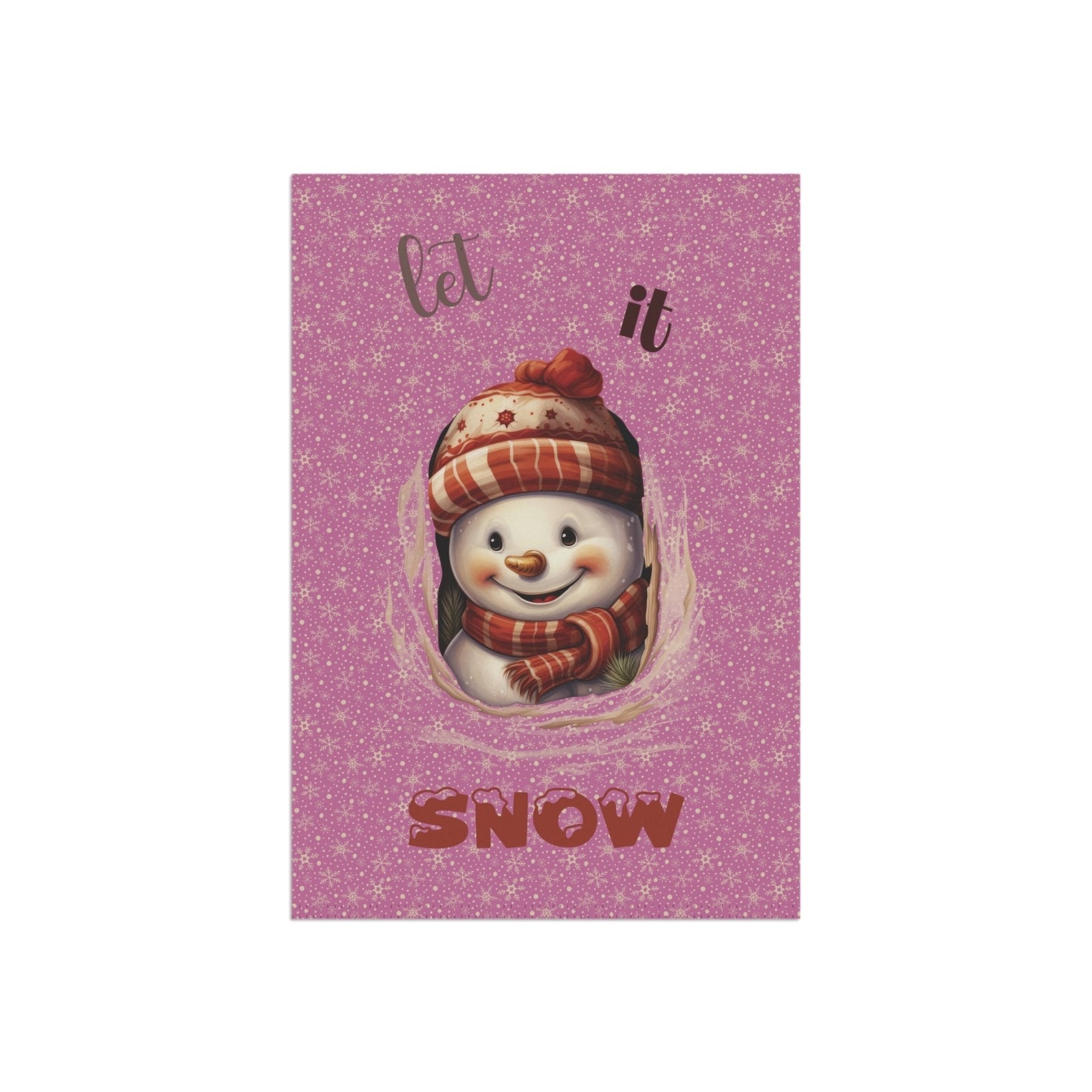 Garden Flag, Lawn Flag, House Flag, Home Flag, Winter Flag, Let it Snow, Light Pink, Snowman 3 - Janlyn's Crafts