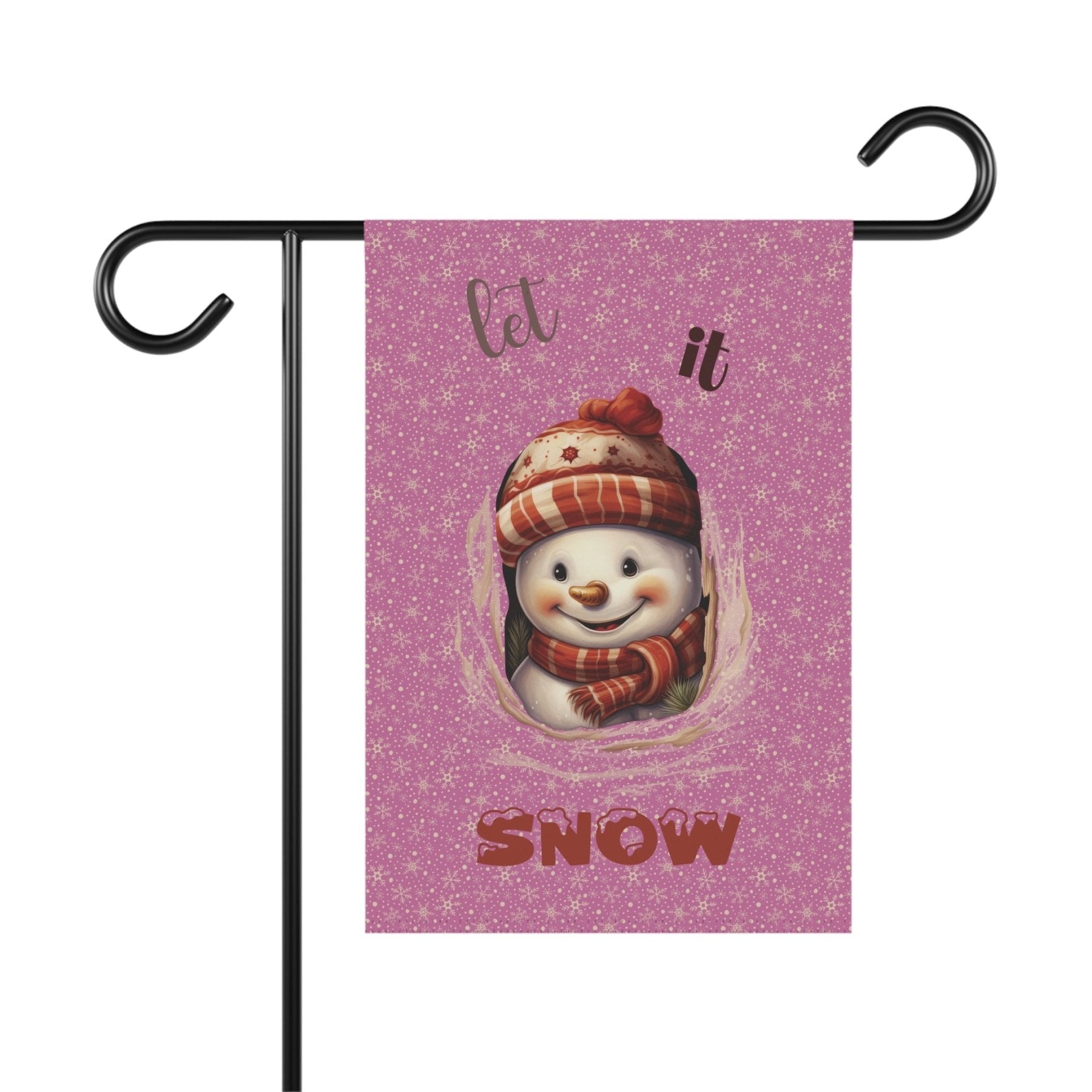 Garden Flag, Lawn Flag, House Flag, Home Flag, Winter Flag, Let it Snow, Light Pink, Snowman 3 - Janlyn's Crafts