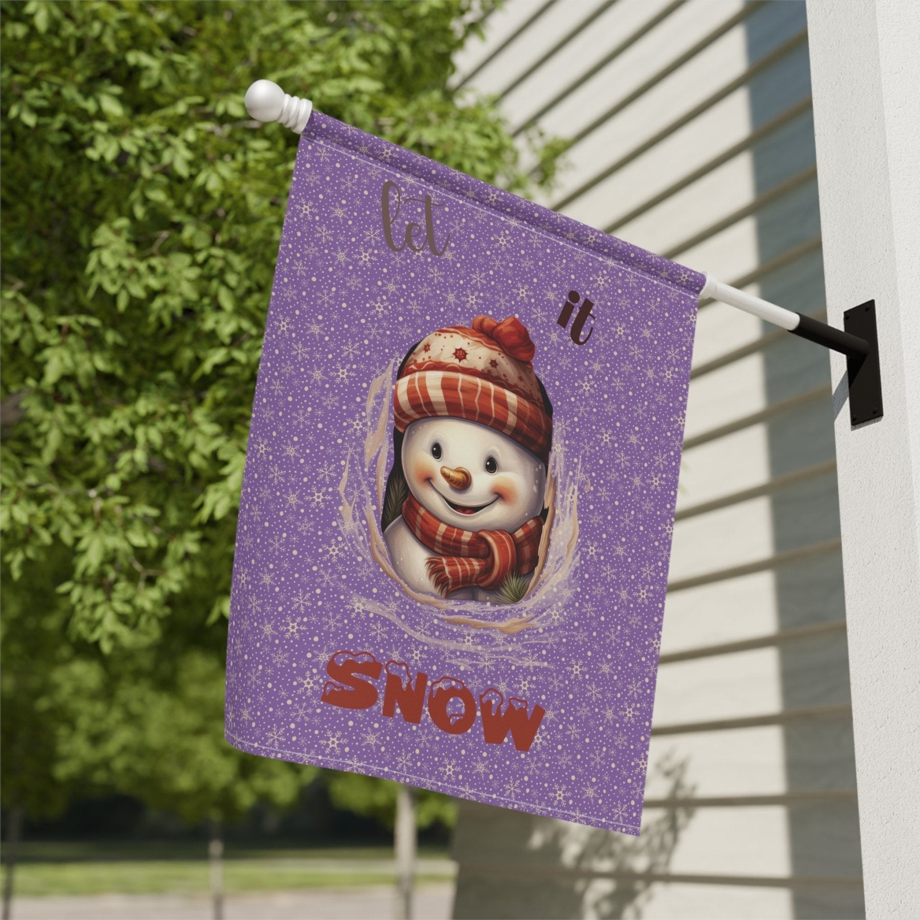 Garden Flag, Lawn Flag, House Flag, Home Flag, Winter Flag, Let it Snow, Light Purple, Snowman 3 - Janlyn's Crafts