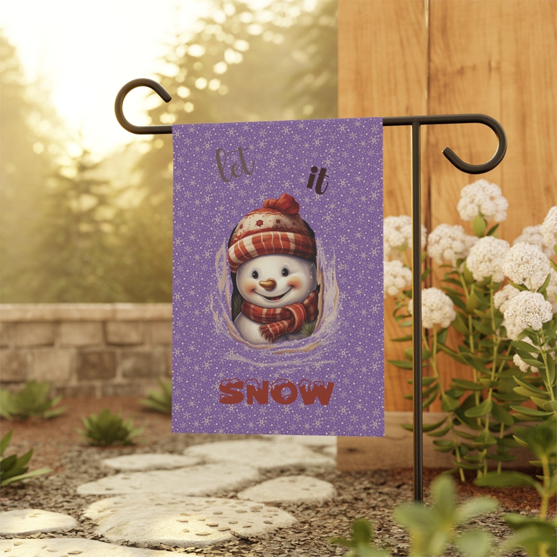 Garden Flag, Lawn Flag, House Flag, Home Flag, Winter Flag, Let it Snow, Light Purple, Snowman 3 - Janlyn's Crafts