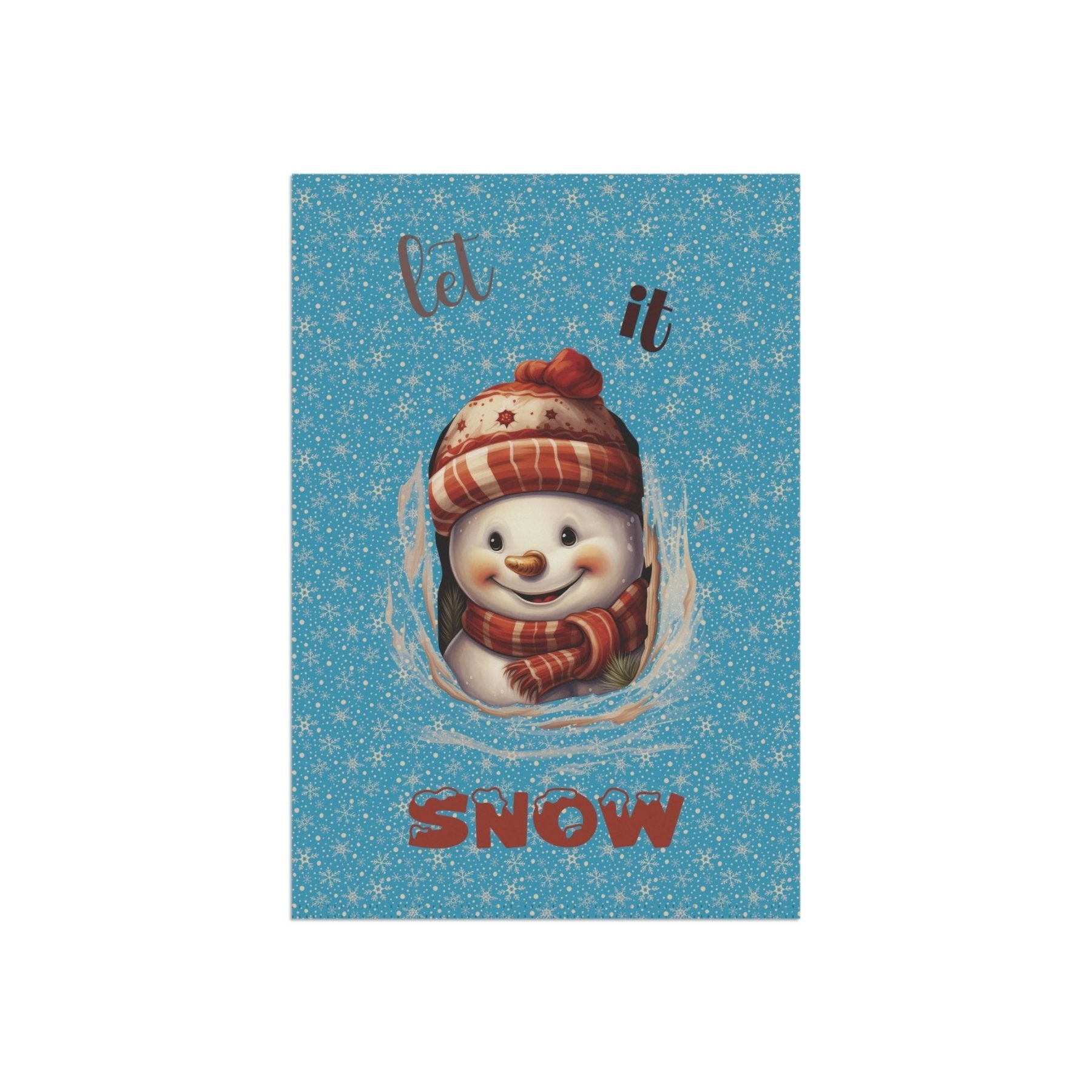 Garden Flag, Lawn Flag, House Flag, Home Flag, Winter Flag, Let it Snow, Turquoise, Snowman 3 - Janlyn's Crafts