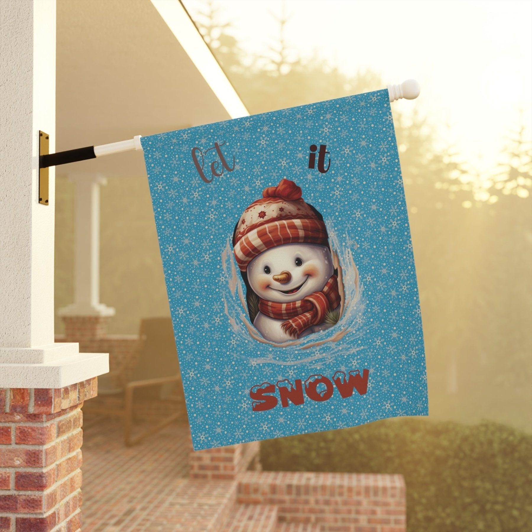 Garden Flag, Lawn Flag, House Flag, Home Flag, Winter Flag, Let it Snow, Turquoise, Snowman 3 - Janlyn's Crafts