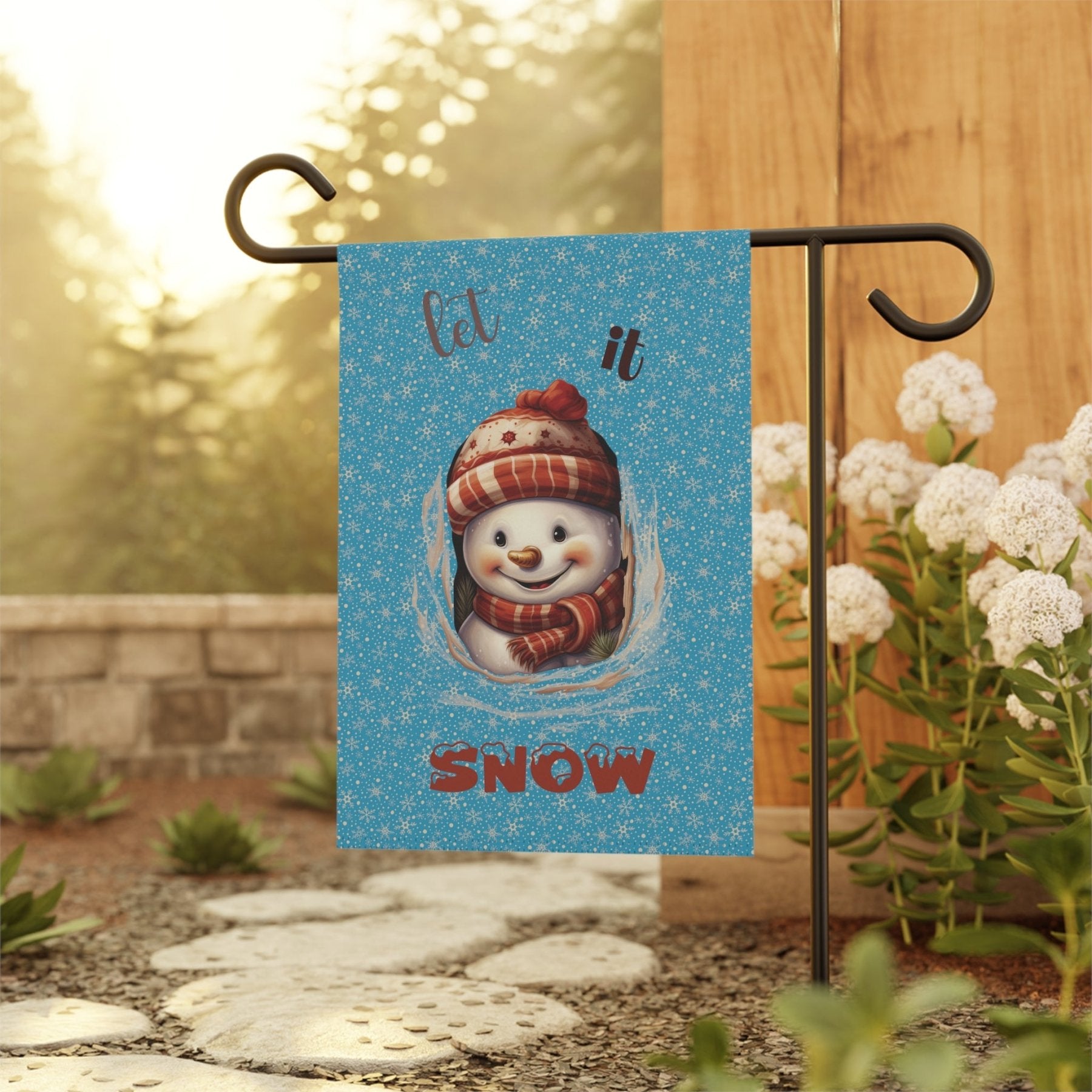 Garden Flag, Lawn Flag, House Flag, Home Flag, Winter Flag, Let it Snow, Turquoise, Snowman 3 - Janlyn's Crafts