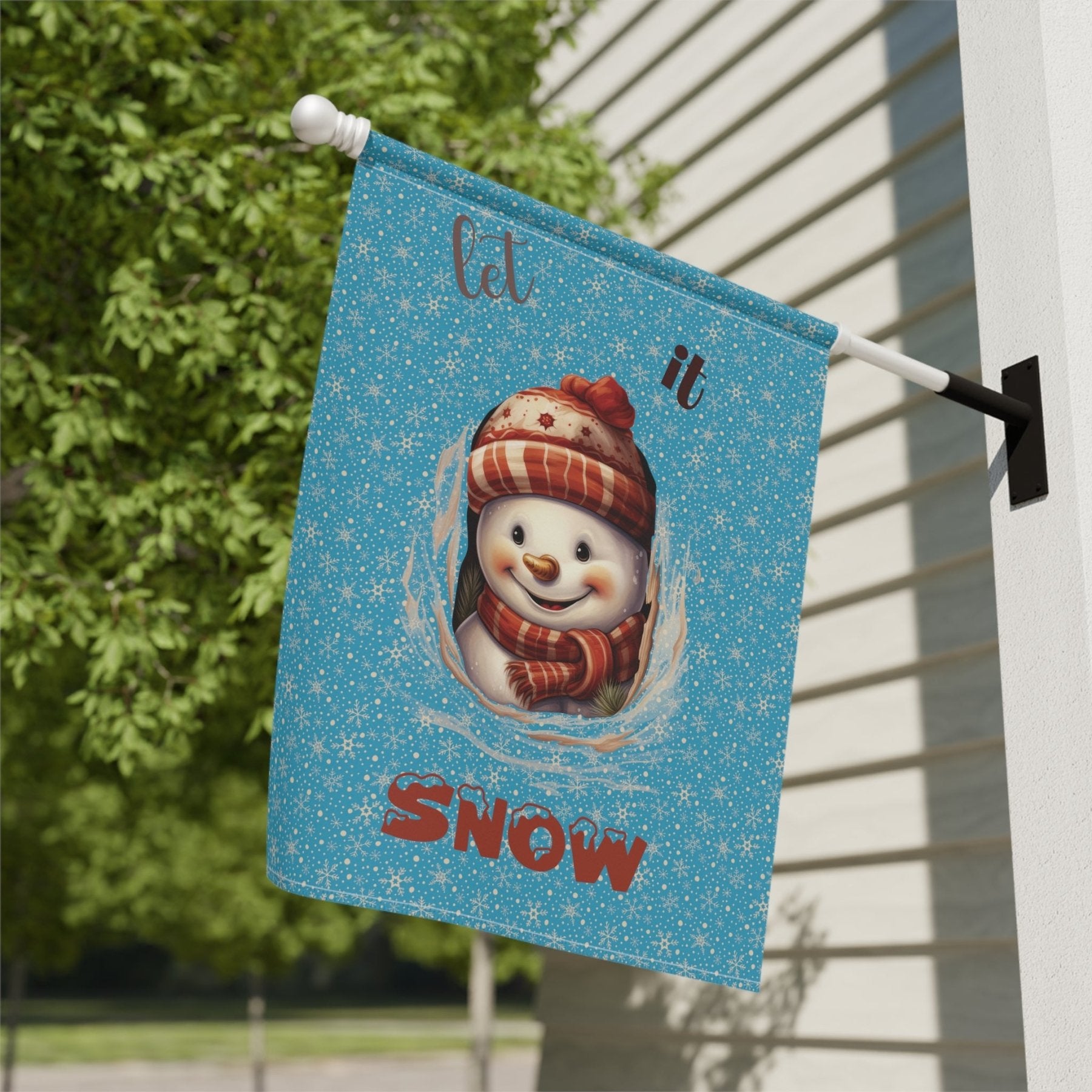 Garden Flag, Lawn Flag, House Flag, Home Flag, Winter Flag, Let it Snow, Turquoise, Snowman 3 - Janlyn's Crafts