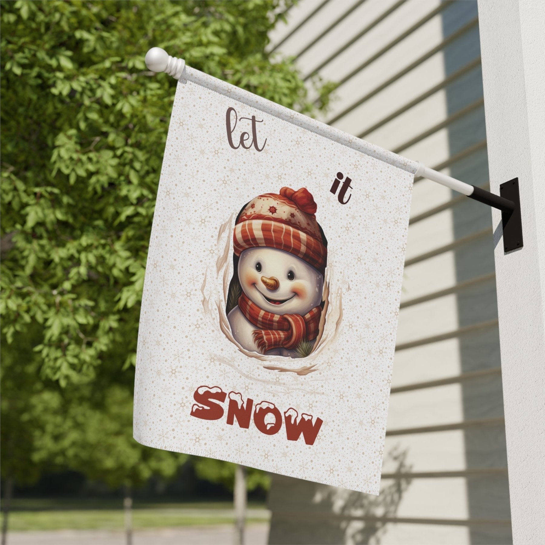 Garden Flag, Lawn Flag, House Flag, Home Flag, Winter Flag, Let it Snow, White, Snowman 3 - Janlyn's Crafts