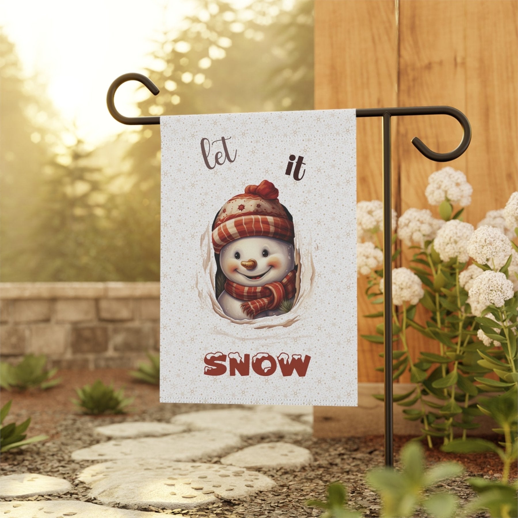 Garden Flag, Lawn Flag, House Flag, Home Flag, Winter Flag, Let it Snow, White, Snowman 3 - Janlyn's Crafts