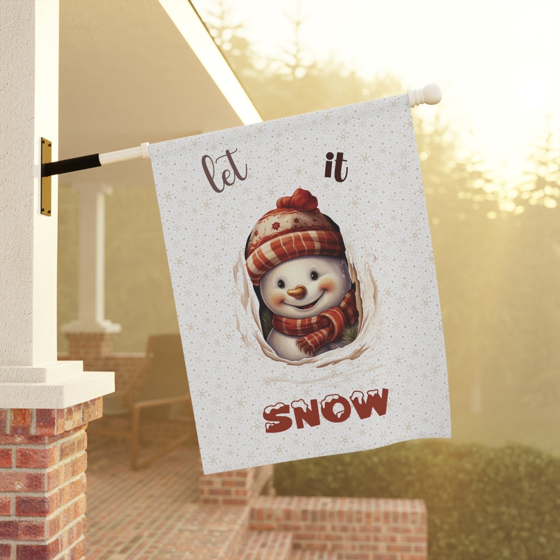 Garden Flag, Lawn Flag, House Flag, Home Flag, Winter Flag, Let it Snow, White, Snowman 3 - Janlyn's Crafts