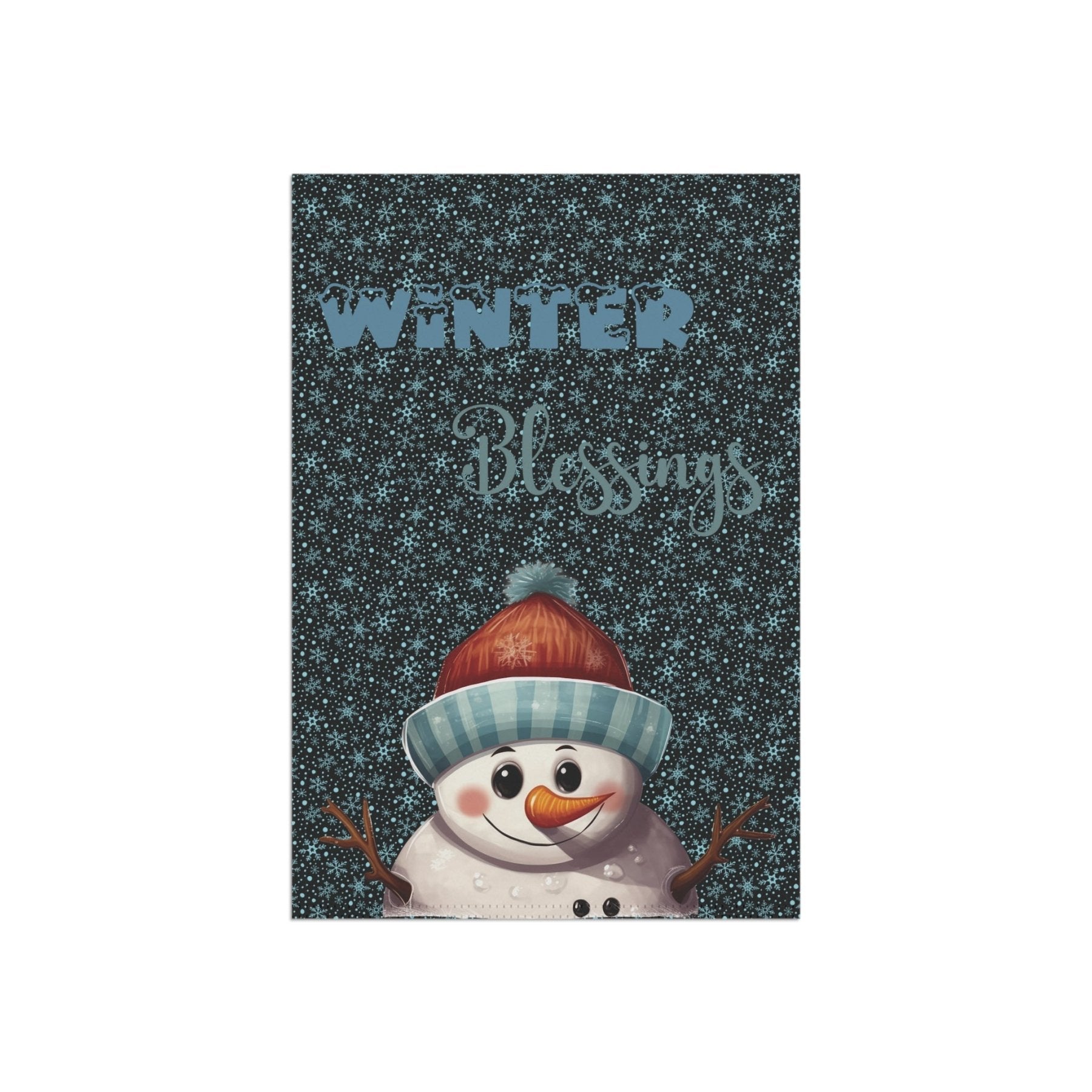 Garden Flag, Lawn Flag, House Flag, Home Flag, Winter Flag, Winter Blessings, Black, Snowman 4 - Janlyn's Crafts