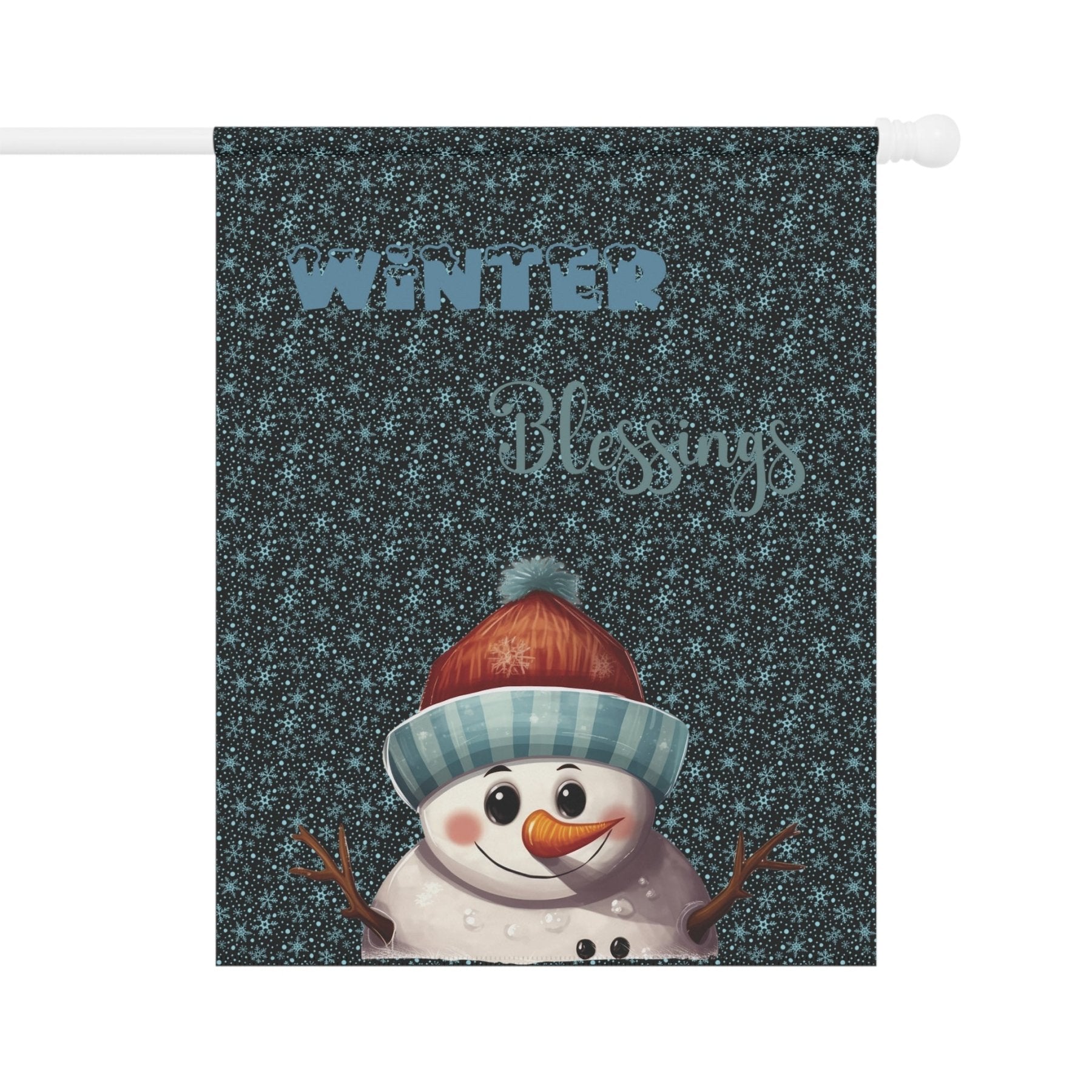 Garden Flag, Lawn Flag, House Flag, Home Flag, Winter Flag, Winter Blessings, Black, Snowman 4 - Janlyn's Crafts