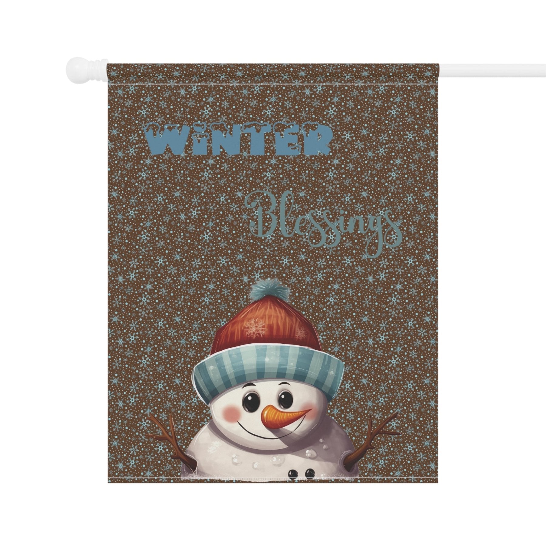 Garden Flag, Lawn Flag, House Flag, Home Flag, Winter Flag, Winter Blessings, Brown, Snowman 4 - Janlyn's Crafts