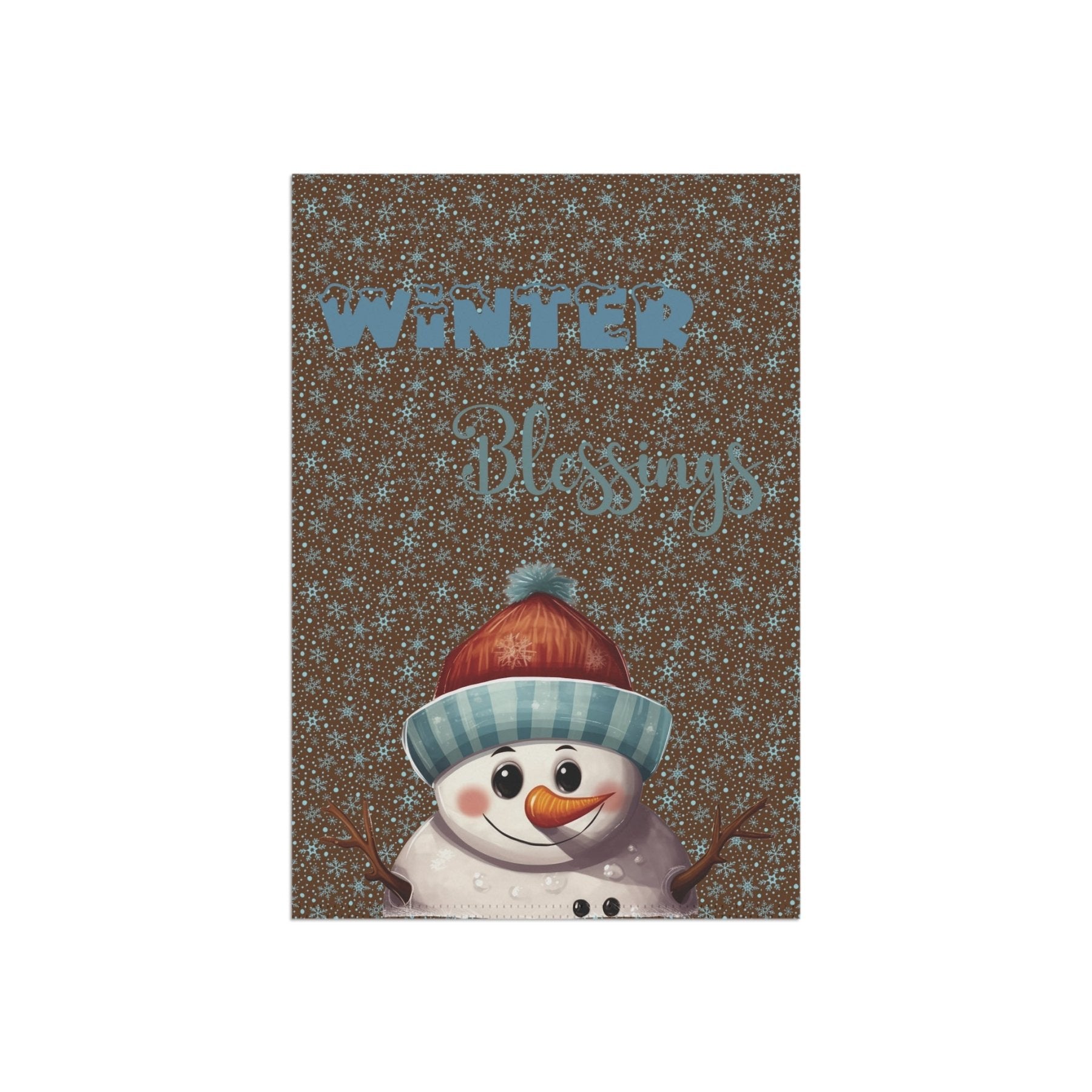 Garden Flag, Lawn Flag, House Flag, Home Flag, Winter Flag, Winter Blessings, Brown, Snowman 4 - Janlyn's Crafts