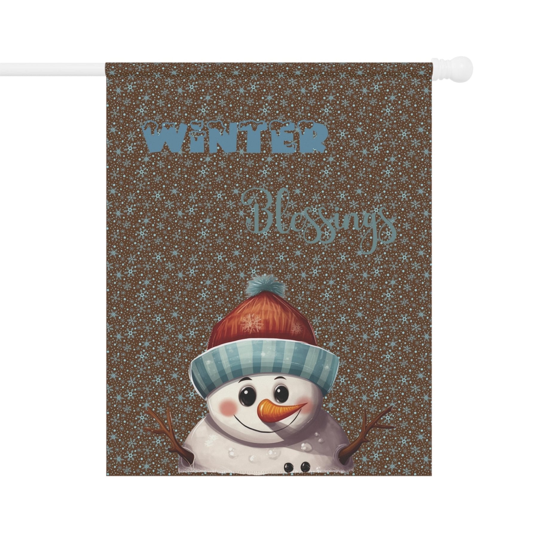 Garden Flag, Lawn Flag, House Flag, Home Flag, Winter Flag, Winter Blessings, Brown, Snowman 4 - Janlyn's Crafts