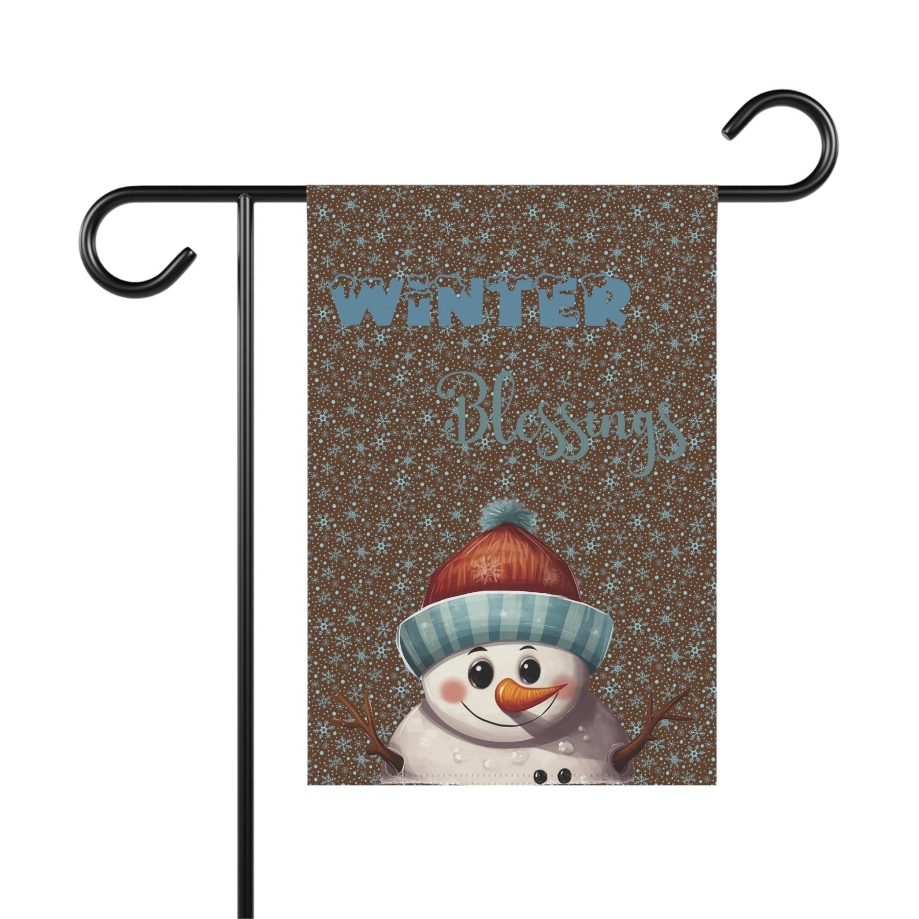 Garden Flag, Lawn Flag, House Flag, Home Flag, Winter Flag, Winter Blessings, Brown, Snowman 4 - Janlyn's Crafts