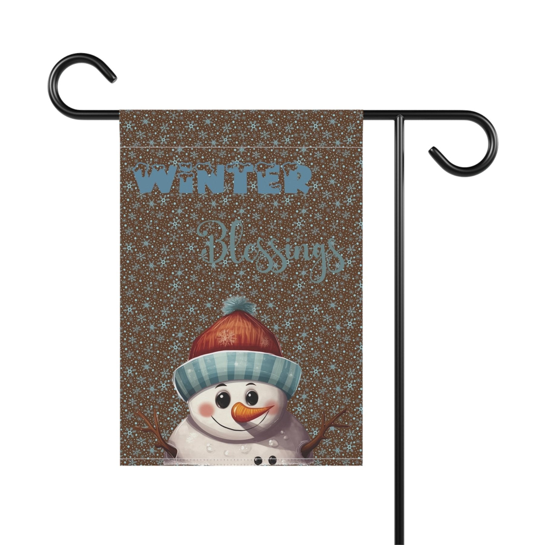 Garden Flag, Lawn Flag, House Flag, Home Flag, Winter Flag, Winter Blessings, Brown, Snowman 4 - Janlyn's Crafts