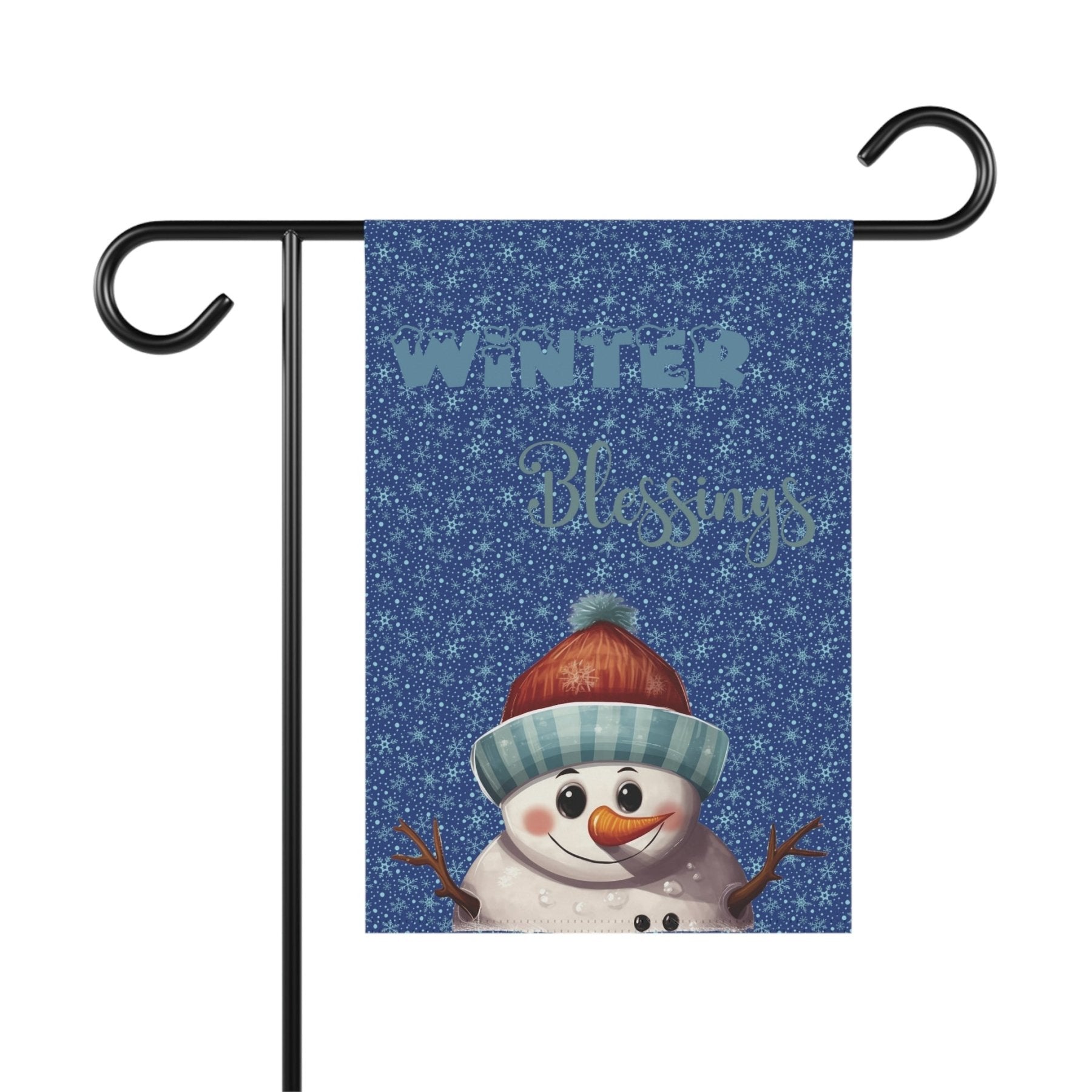 Garden Flag, Lawn Flag, House Flag, Home Flag, Winter Flag, Winter Blessings, Dark Blue, Snowman 4 - Janlyn's Crafts