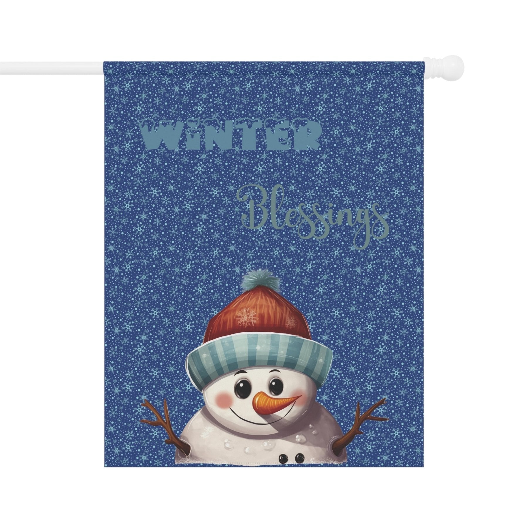 Garden Flag, Lawn Flag, House Flag, Home Flag, Winter Flag, Winter Blessings, Dark Blue, Snowman 4 - Janlyn's Crafts