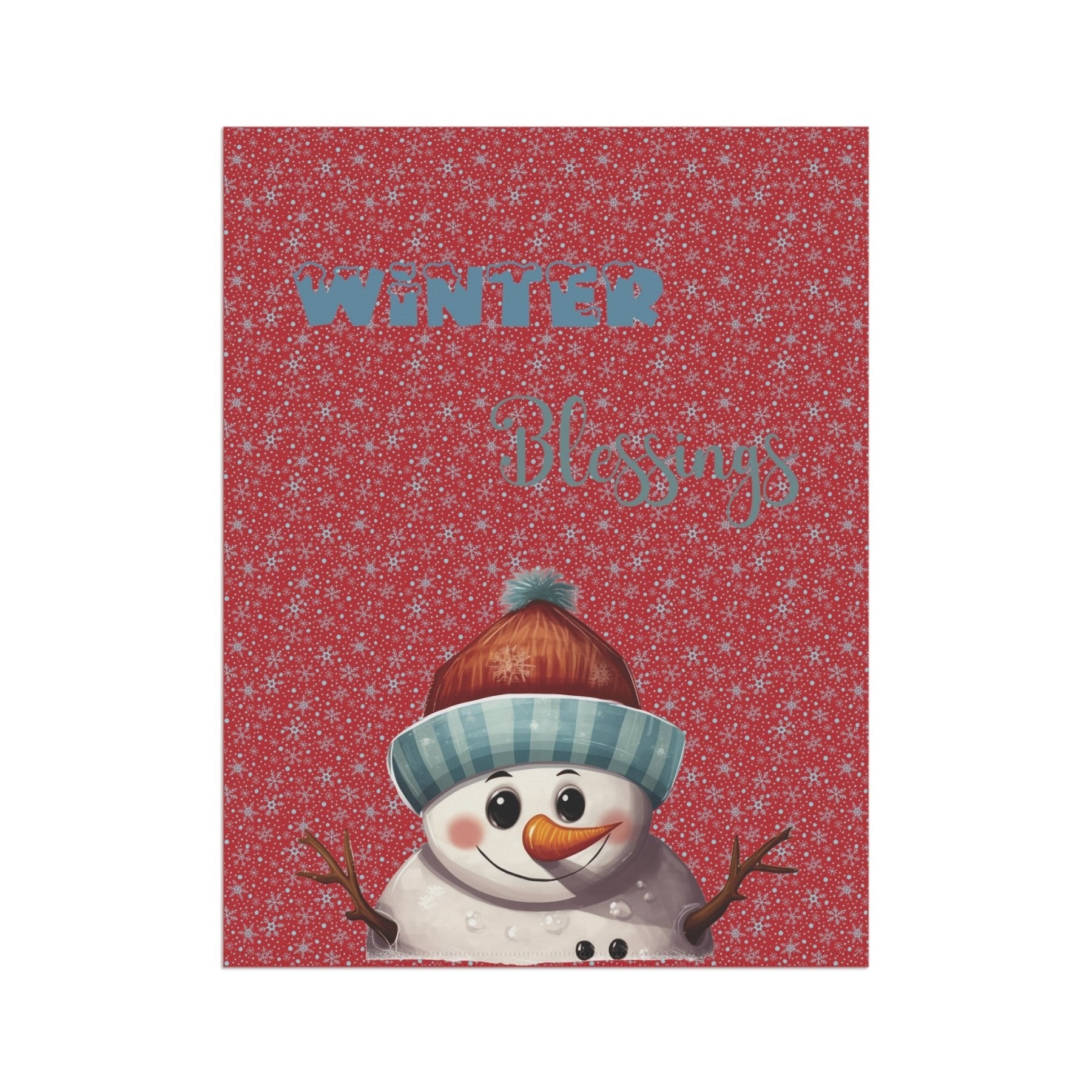 Garden Flag, Lawn Flag, House Flag, Home Flag, Winter Flag, Winter Blessings, Dark Red, Snowman 4 - Janlyn's Crafts