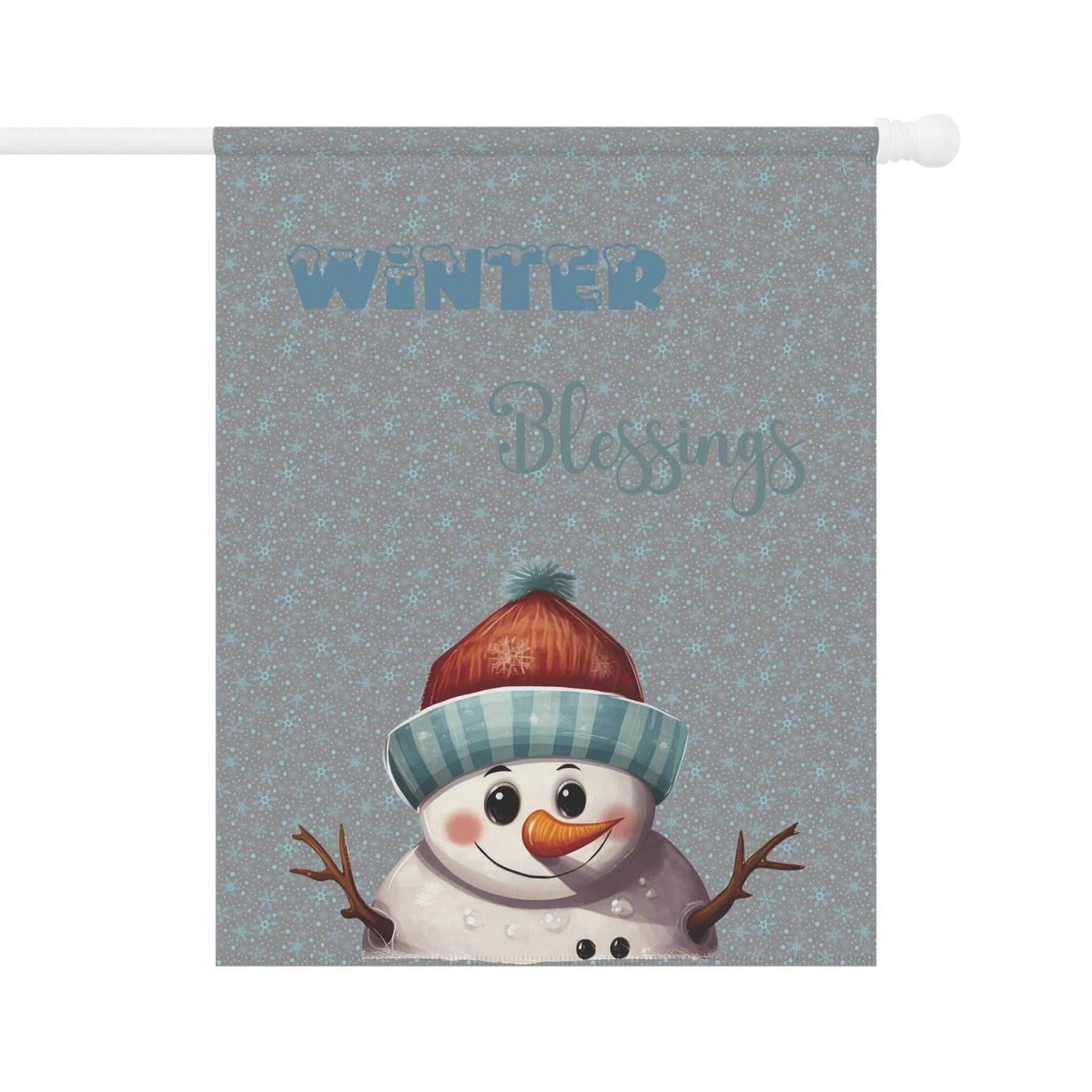 Garden Flag, Lawn Flag, House Flag, Home Flag, Winter Flag, Winter Blessings, Gray, Snowman 4 - Janlyn's Crafts