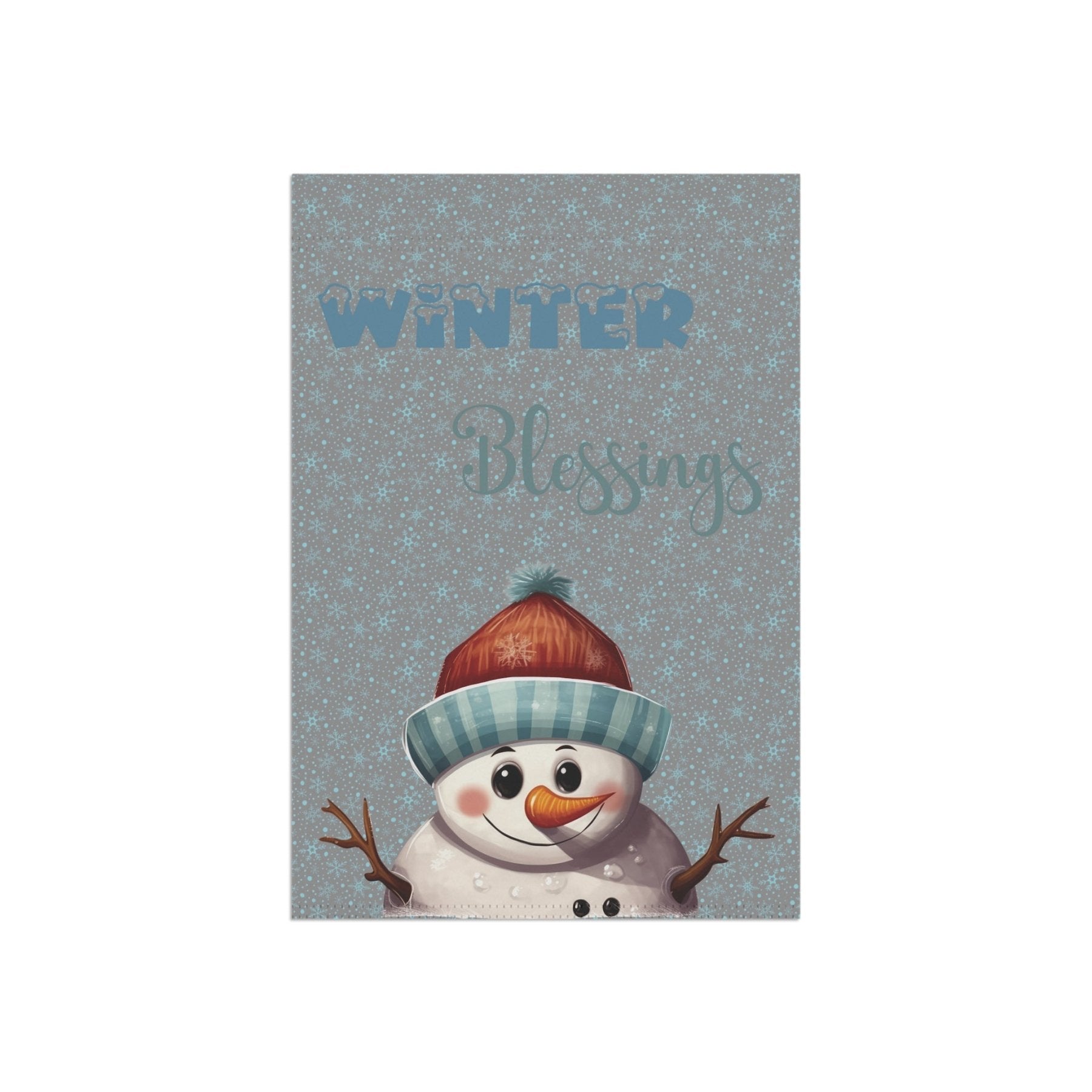 Garden Flag, Lawn Flag, House Flag, Home Flag, Winter Flag, Winter Blessings, Gray, Snowman 4 - Janlyn's Crafts