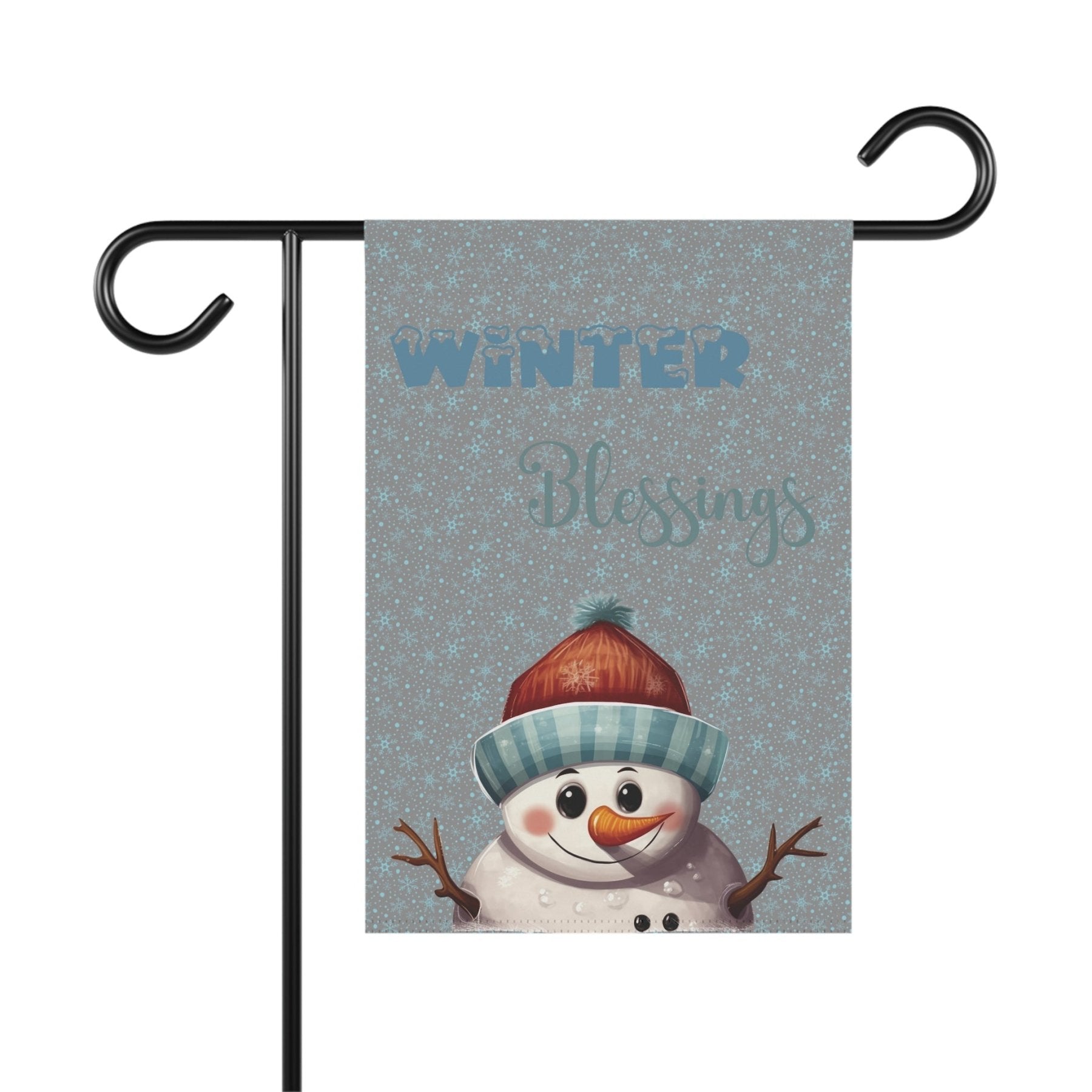 Garden Flag, Lawn Flag, House Flag, Home Flag, Winter Flag, Winter Blessings, Gray, Snowman 4 - Janlyn's Crafts