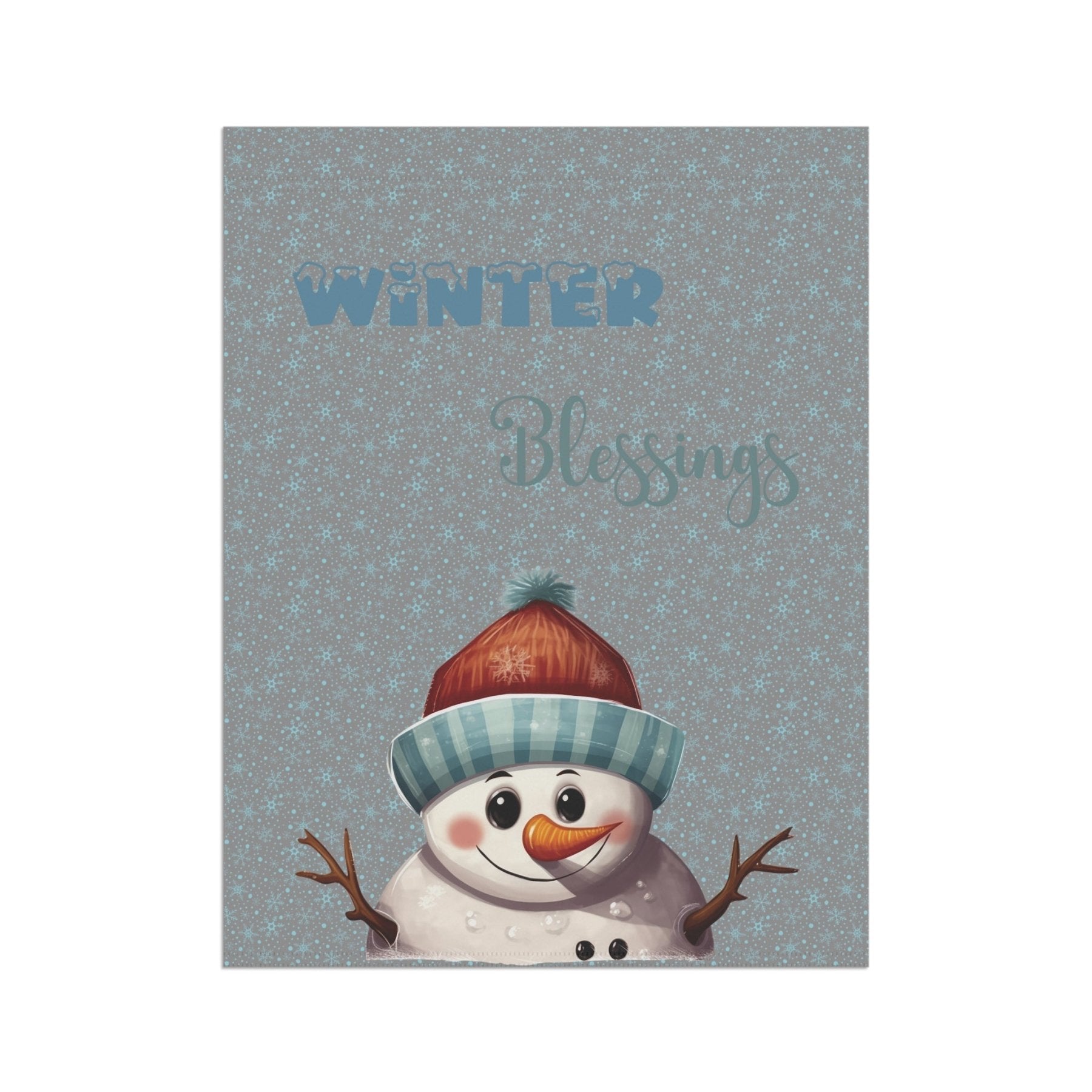 Garden Flag, Lawn Flag, House Flag, Home Flag, Winter Flag, Winter Blessings, Gray, Snowman 4 - Janlyn's Crafts