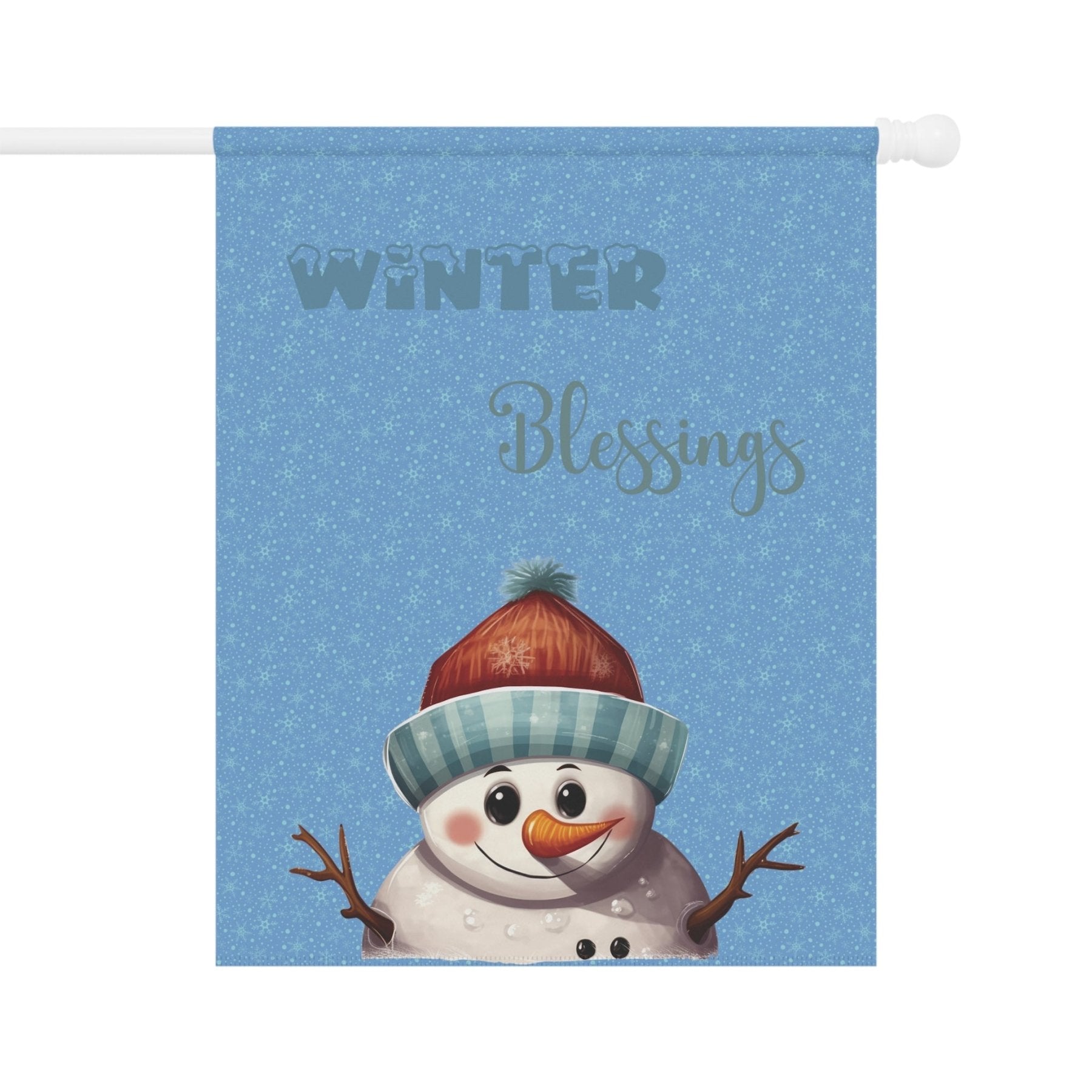 Garden Flag, Lawn Flag, House Flag, Home Flag, Winter Flag, Winter Blessings, Light Blue, Snowman 4 - Janlyn's Crafts