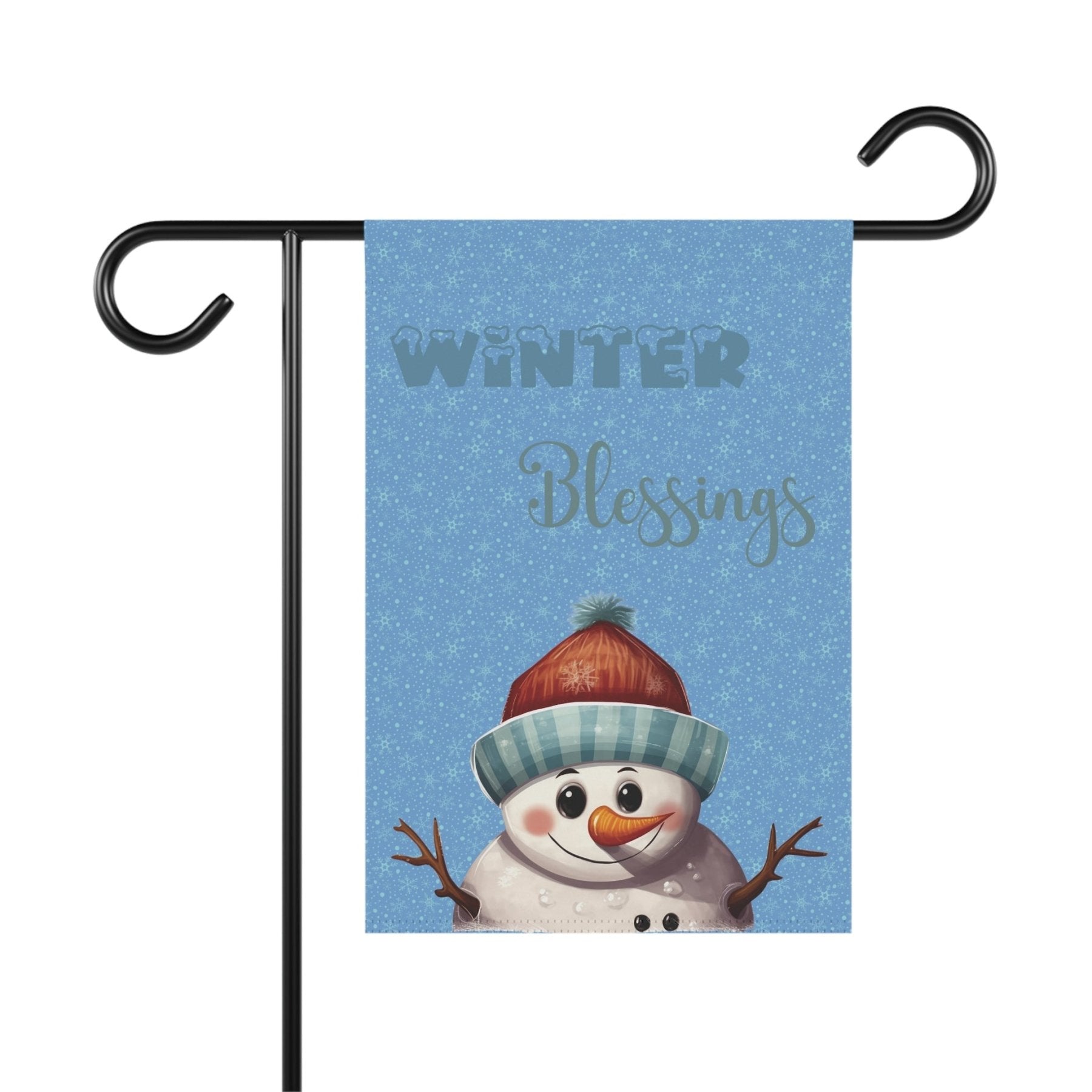 Garden Flag, Lawn Flag, House Flag, Home Flag, Winter Flag, Winter Blessings, Light Blue, Snowman 4 - Janlyn's Crafts