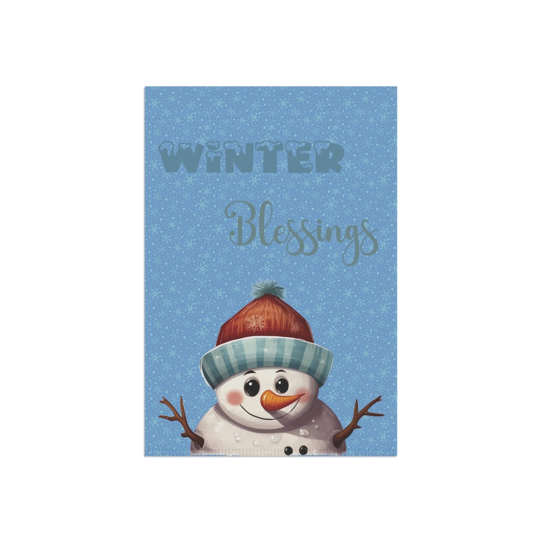 Garden Flag, Lawn Flag, House Flag, Home Flag, Winter Flag, Winter Blessings, Light Blue, Snowman 4 - Janlyn's Crafts